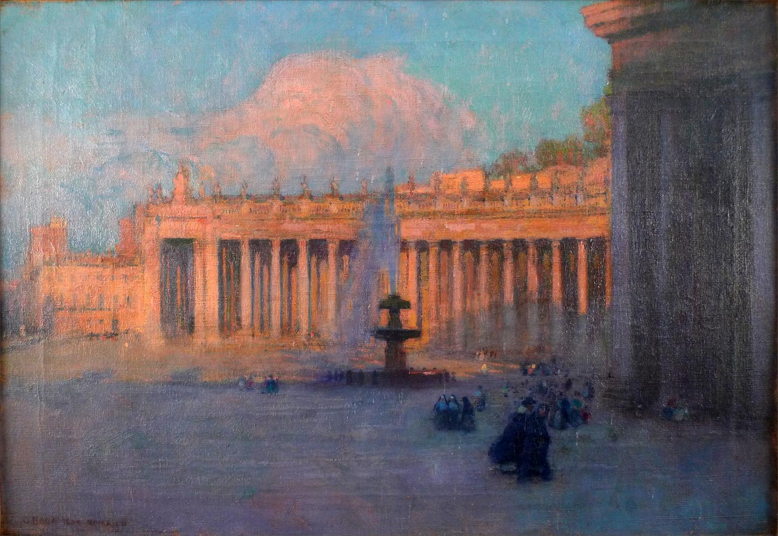 „Saint Peter's Square, Rom“, Öl auf Leinwand von Gustavo Bacarisas, 19. Jahrhundert im Angebot 1