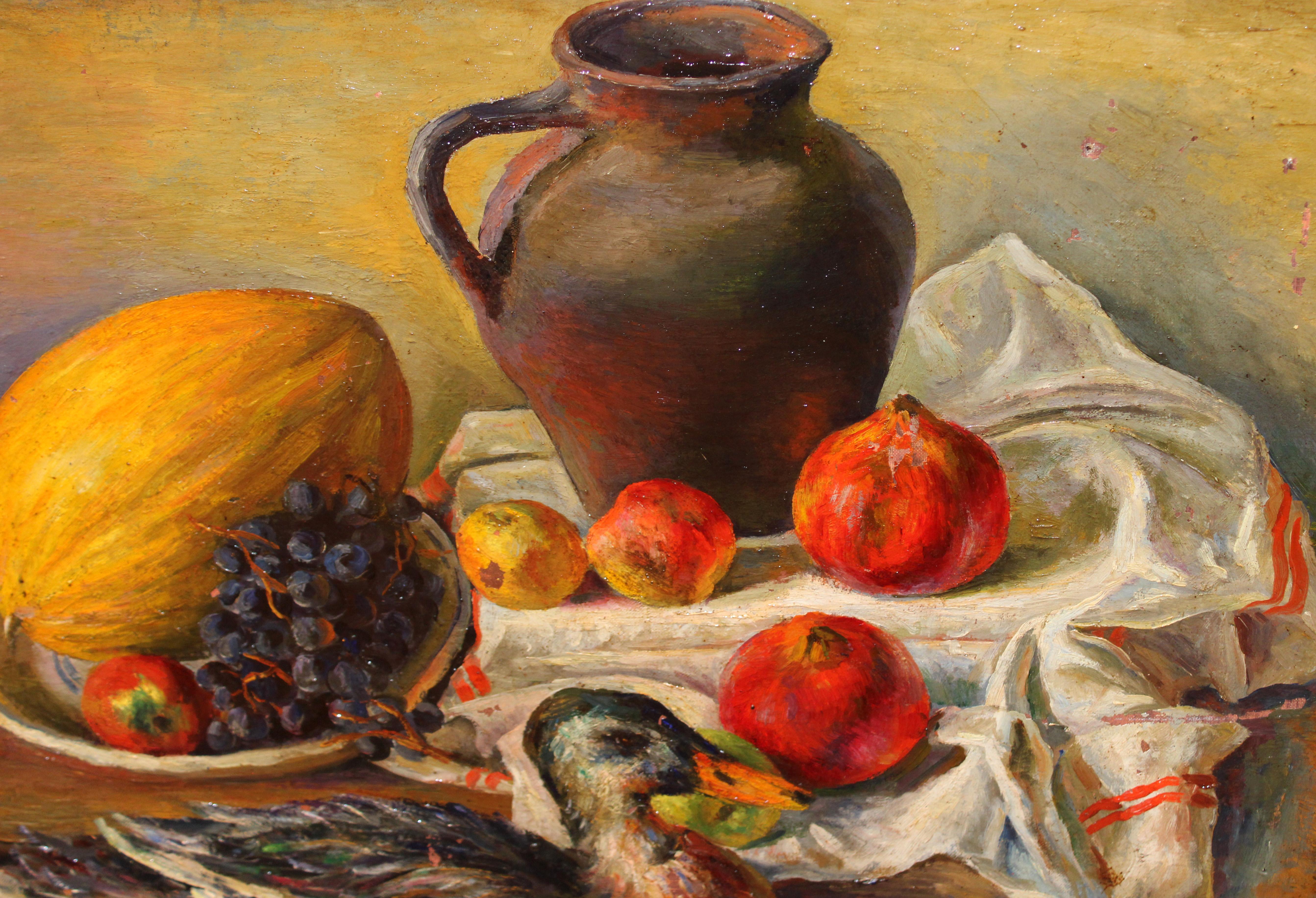 Óleo sobre tela - Naturaleza muerta - Brown Still-Life Painting by Gustavo Cochet