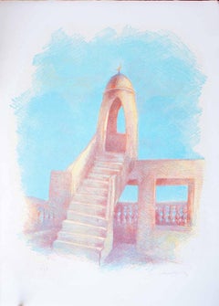 Torre islamica - Litografia di Gustavo Francalancia - Anni '70