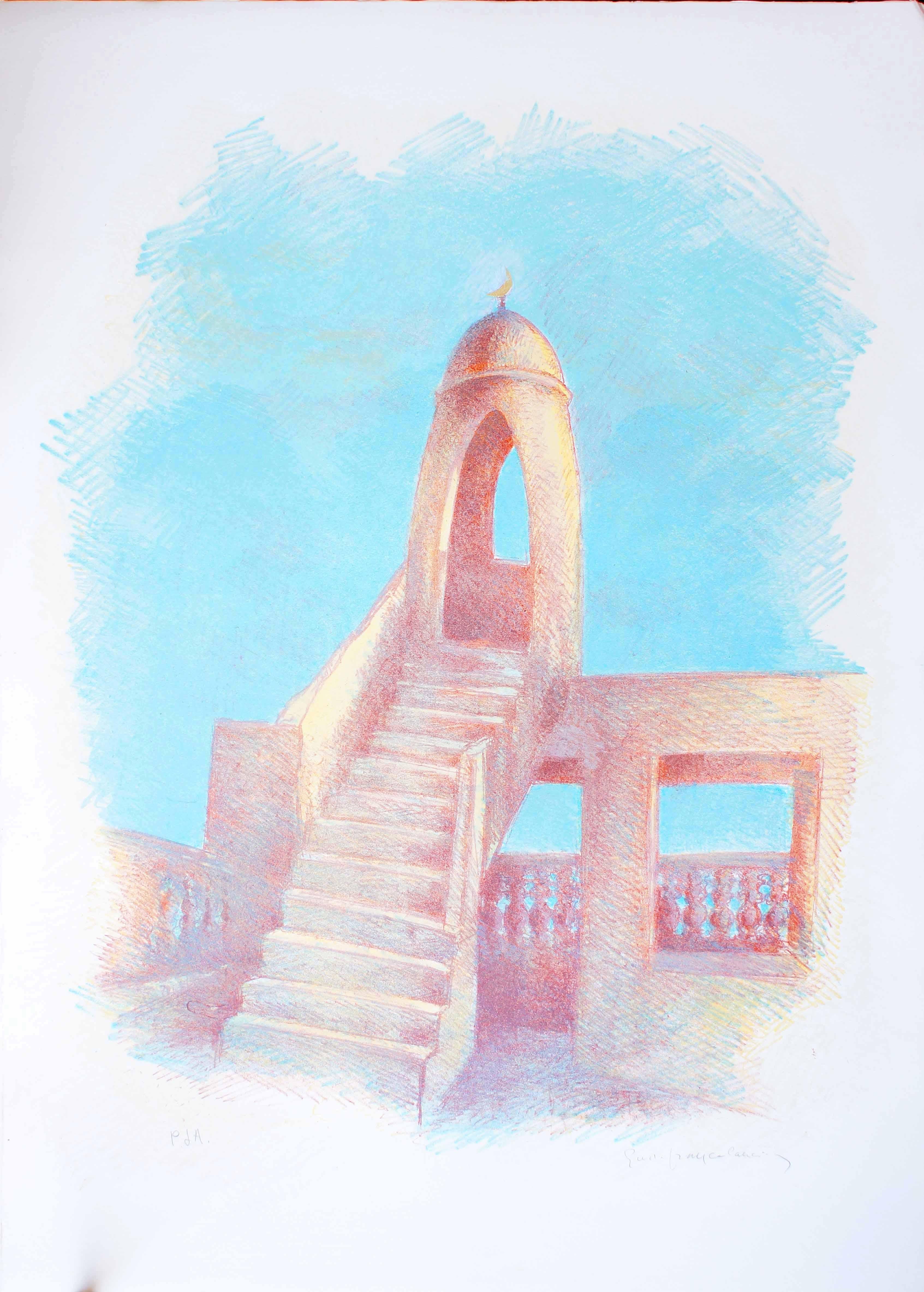 Islamic Tower - Original Lithograph by Gustavo Francalancia - 1970s
