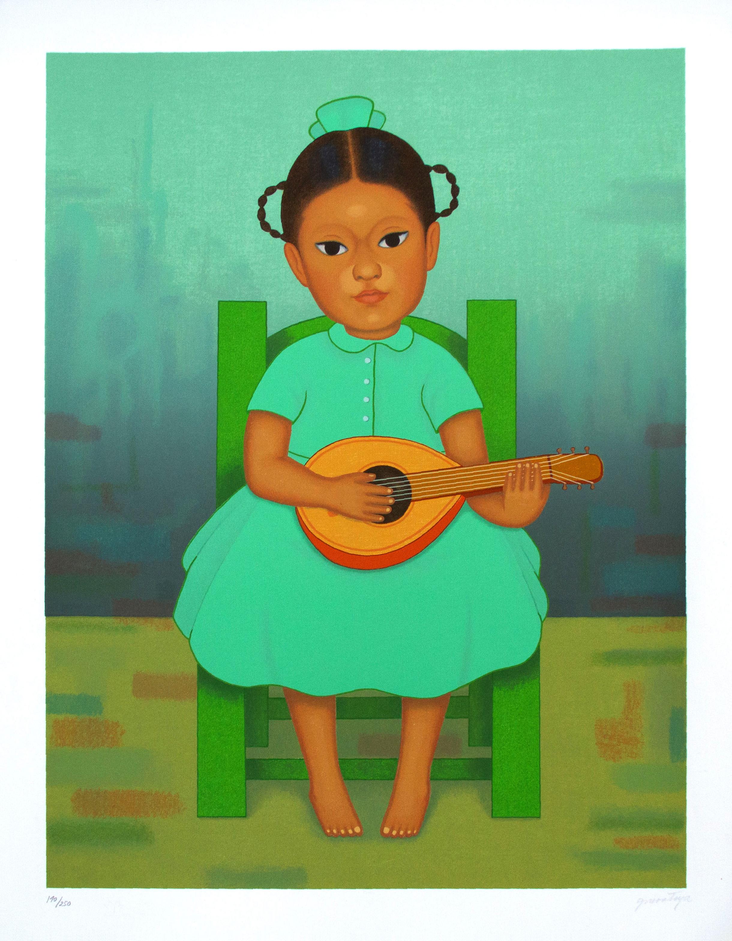 Gustavo Montoya Portrait Print - Mandolina, de la serie Niños Mexicanos