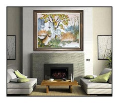 Gustavo NOVOA Original Oil Painting on Board Animal Jungle Signed Artwork LARGE