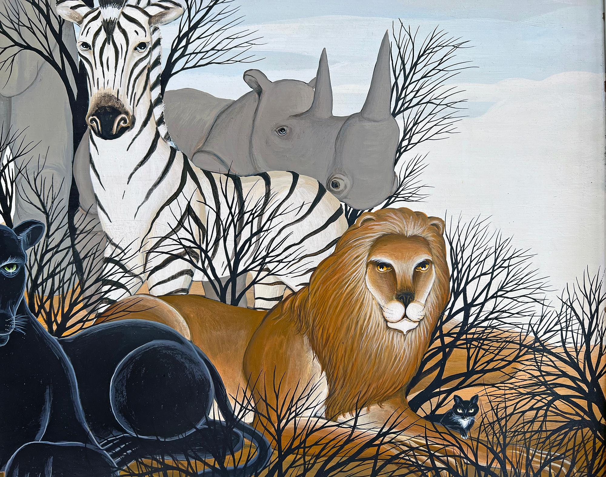 Leopard, Panther,  Lion,  Elephant,  Zebra, Rhino,  Peaceable Kingdom For Sale 1