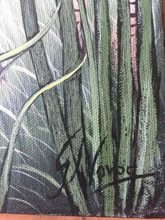 Peinture originale de Jungle tropicale « By The Pond » de Zebras, Gustavo Novoa