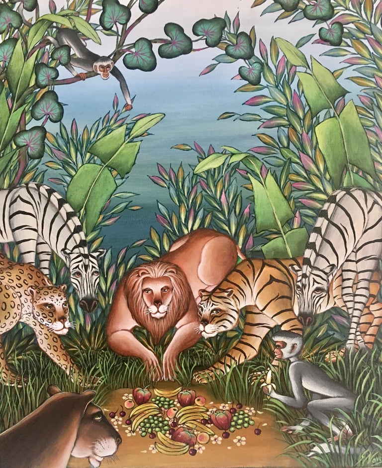 Jungle Animal Art - 266 For Sale on 1stDibs | jungle animal paintings,  jungle painting with animals, jungle animals painting