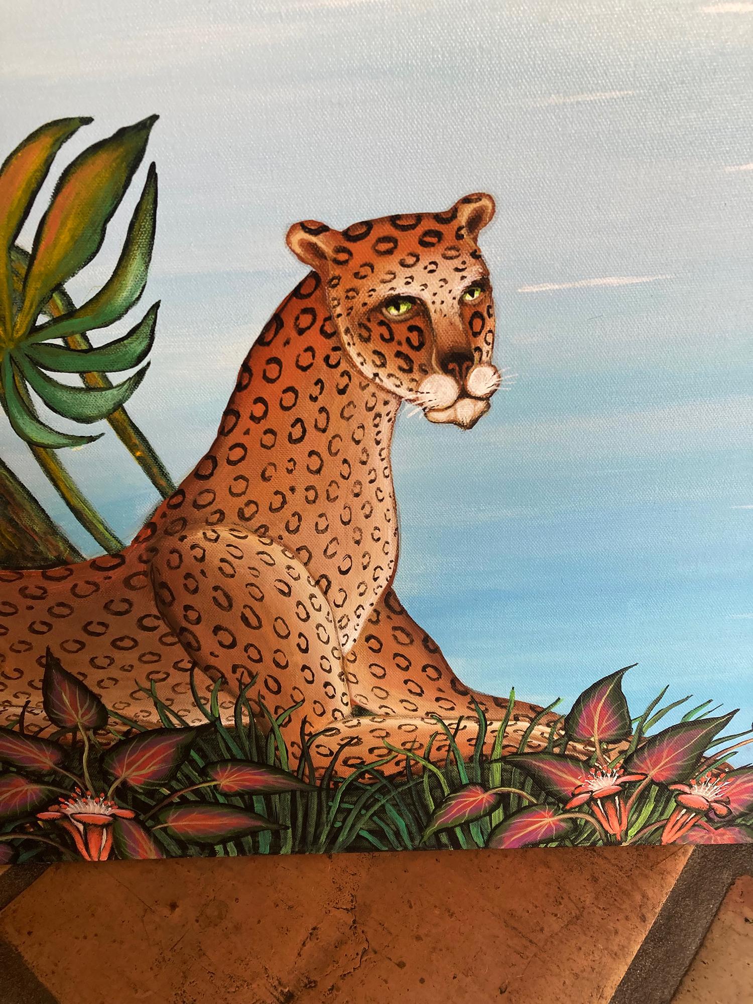 Silent Paradise - Leopards, Zebras, Panther and Hippo  - Painting by Gustavo Novoa