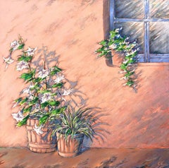 Spoken Shadows, Großformatiges modernistisches Ölgemälde Gustavo Novoa aus dem Südwesten Adobe