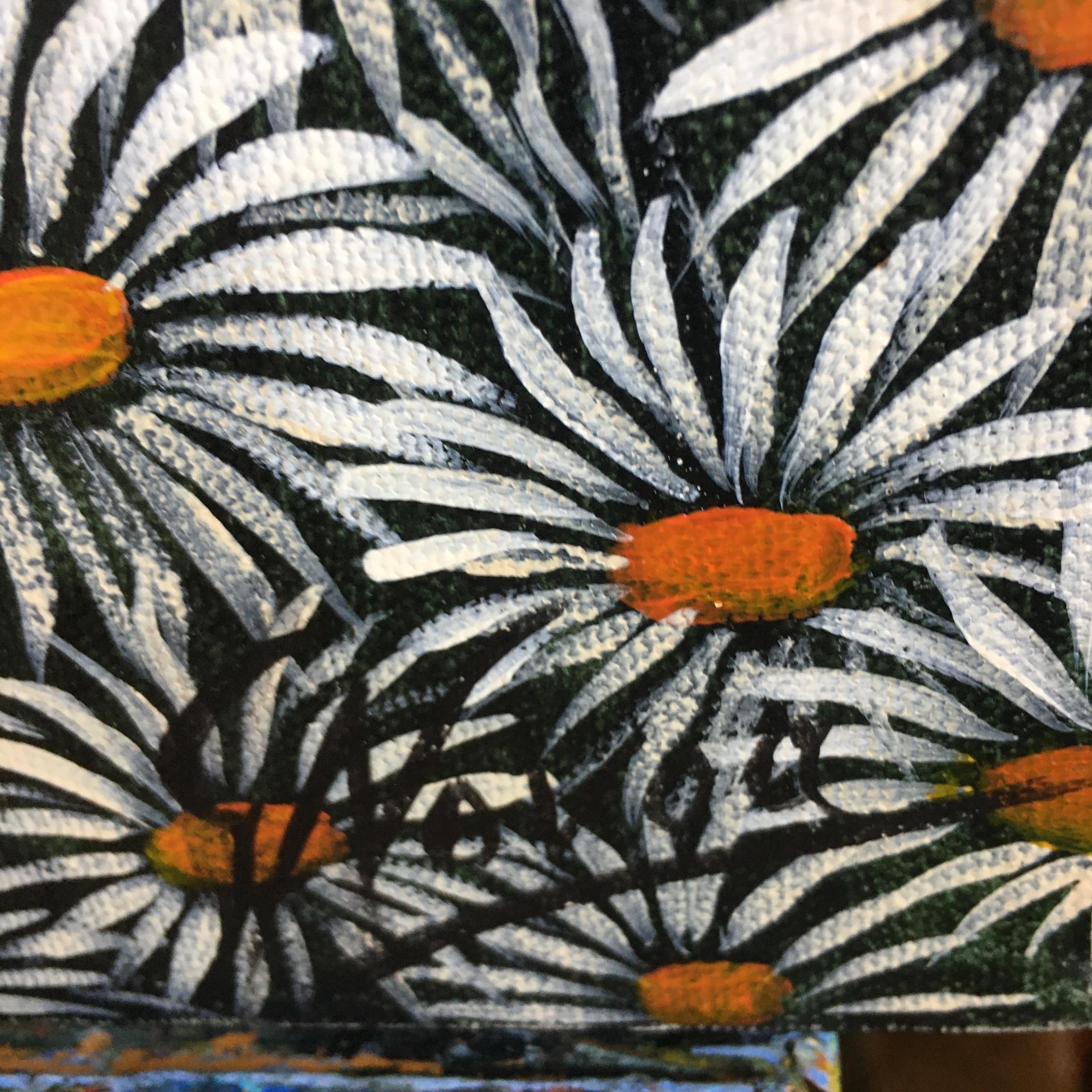 Zebre e margherite, campo di fiori Jungling Pittura surrealista, Gustavo Novoa 1