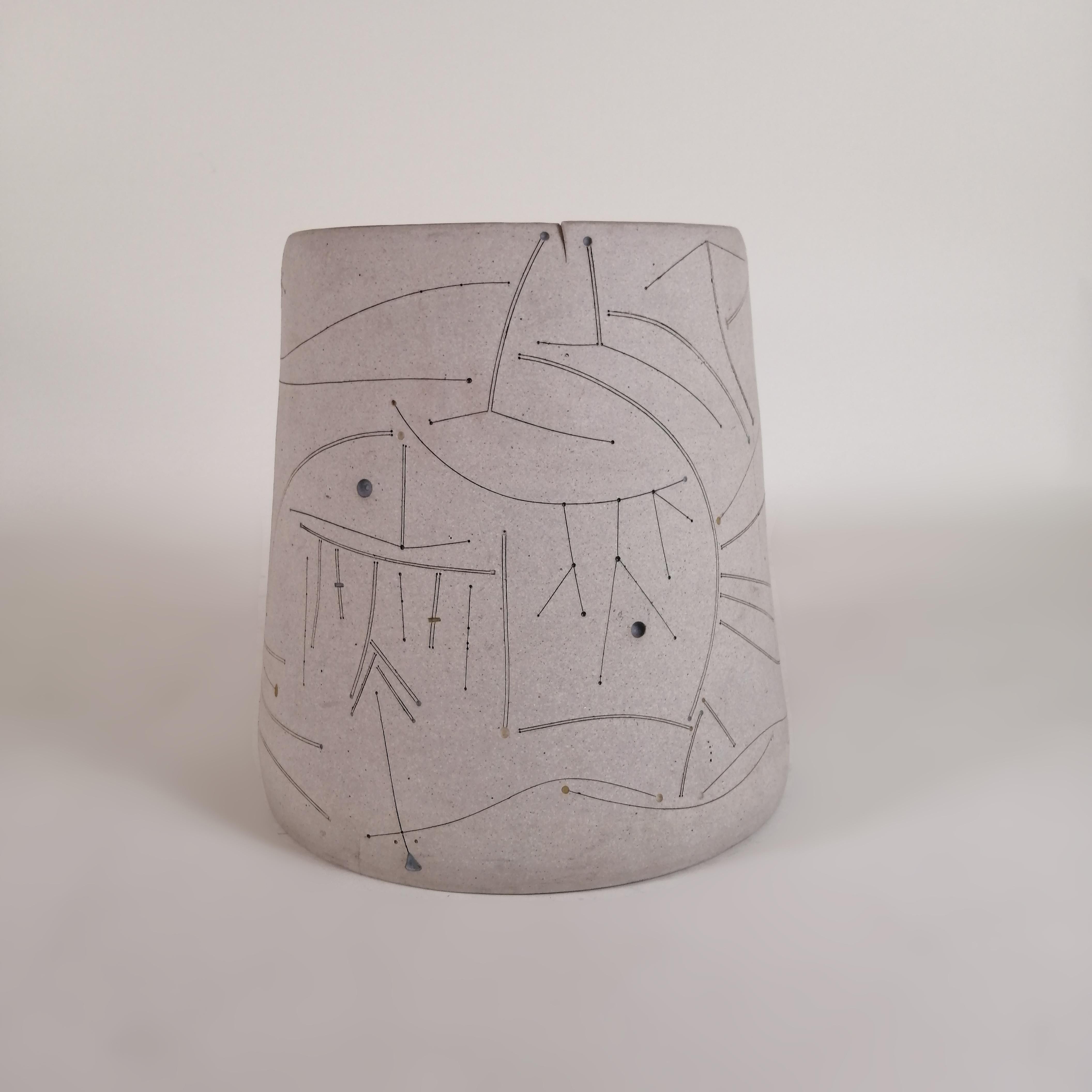 Mid-Century Modern Gustavo Pérez High Temperature Ceramic Vase, Tribute to Joan Miró