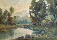 "By the Riverbank" by Gustavo Pisani - Oil on Canvas - 50x70 cm