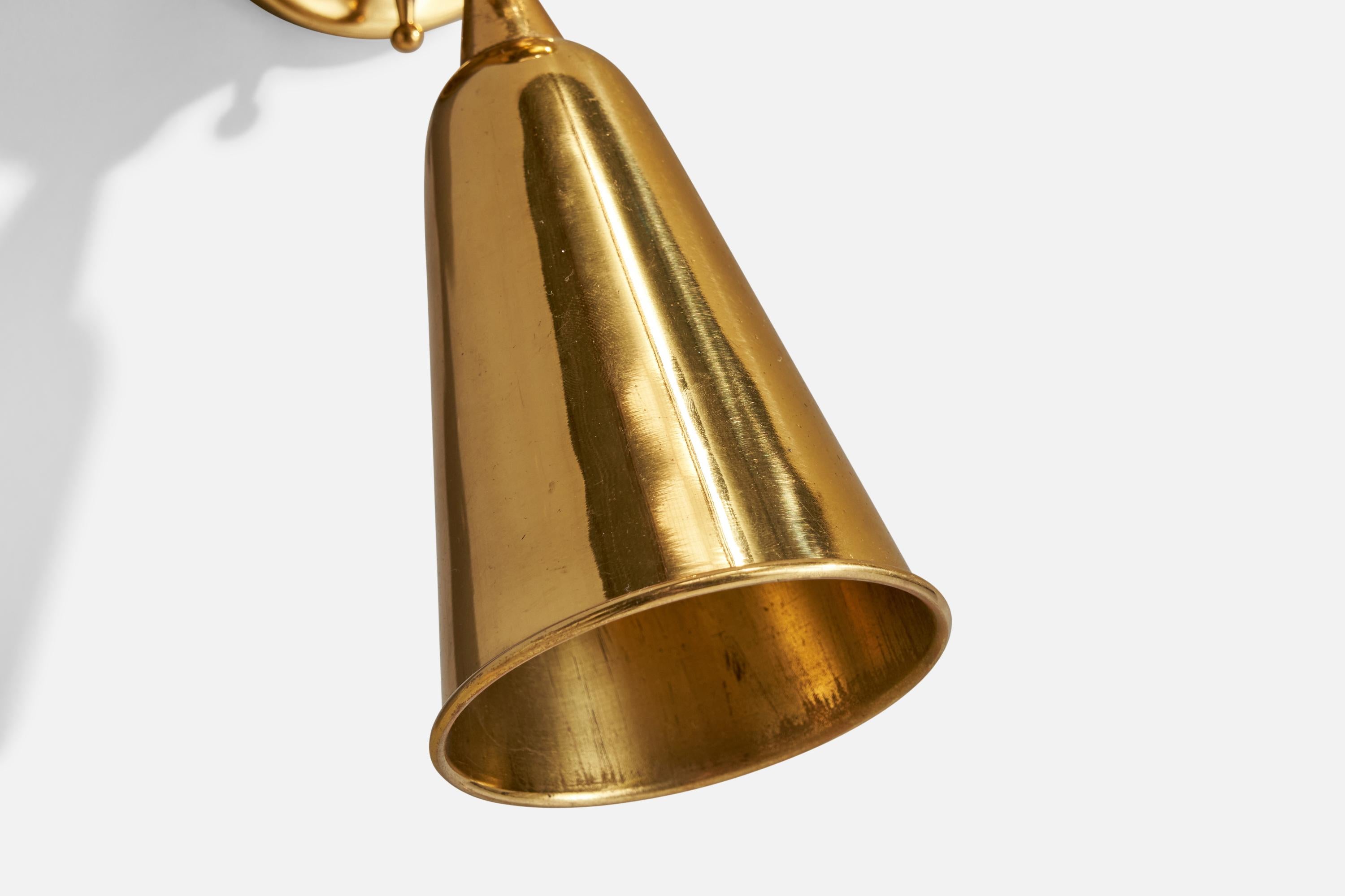 Mid-20th Century Gustavo Pulitzer Finali, Wall Light, Brass, Italy, 1950 For Sale