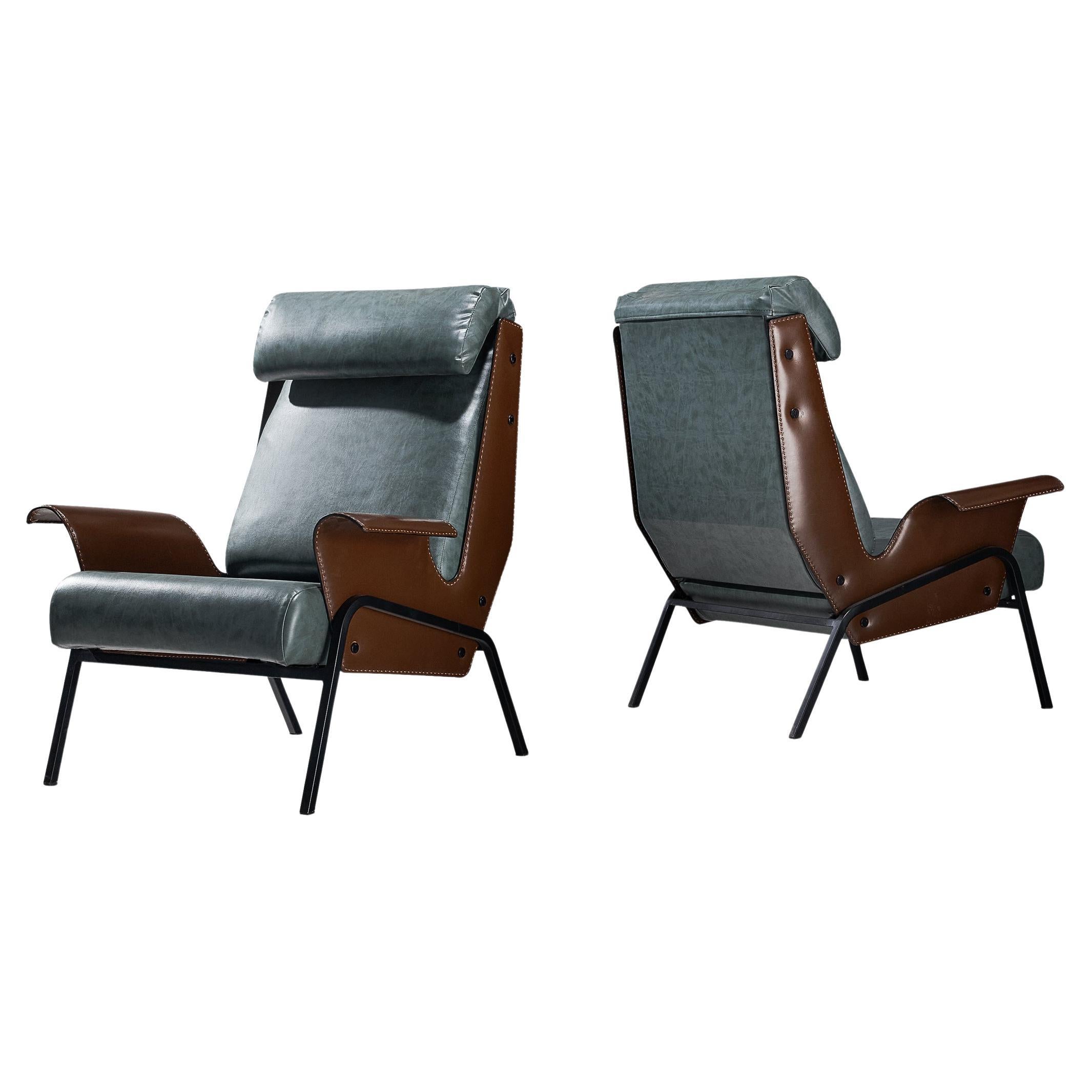 Gustavo Pulitzer for Arflex Pair of Lounge Chairs 'Alba' in Leather