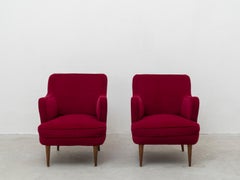 Gustavo Putlitzer - Paire de fauteuils en velours Crimson du milieu du siècle dernier pour Cassina