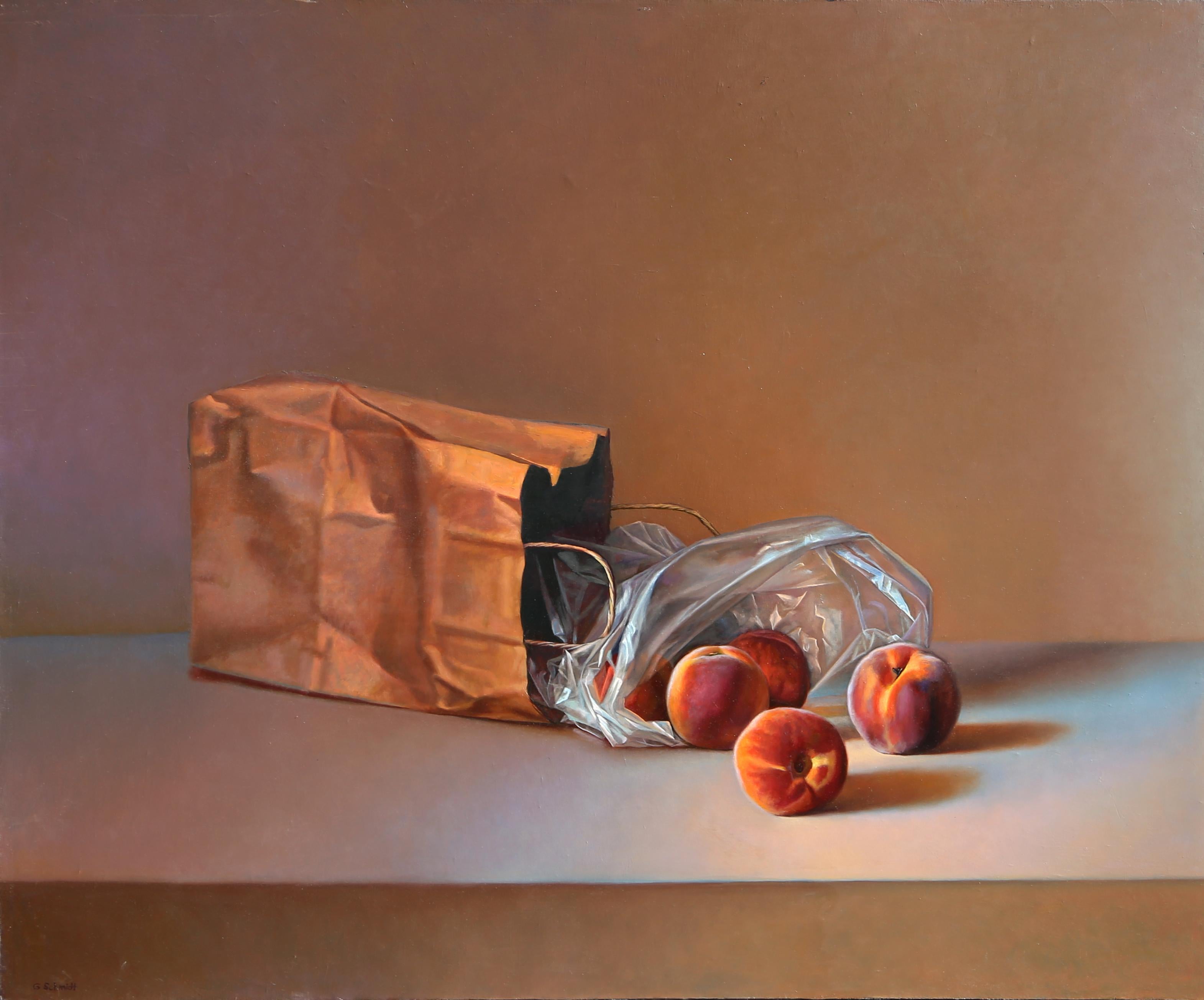 Still-Life Painting de Gustavo Schmidt - Bolsa de melocotones