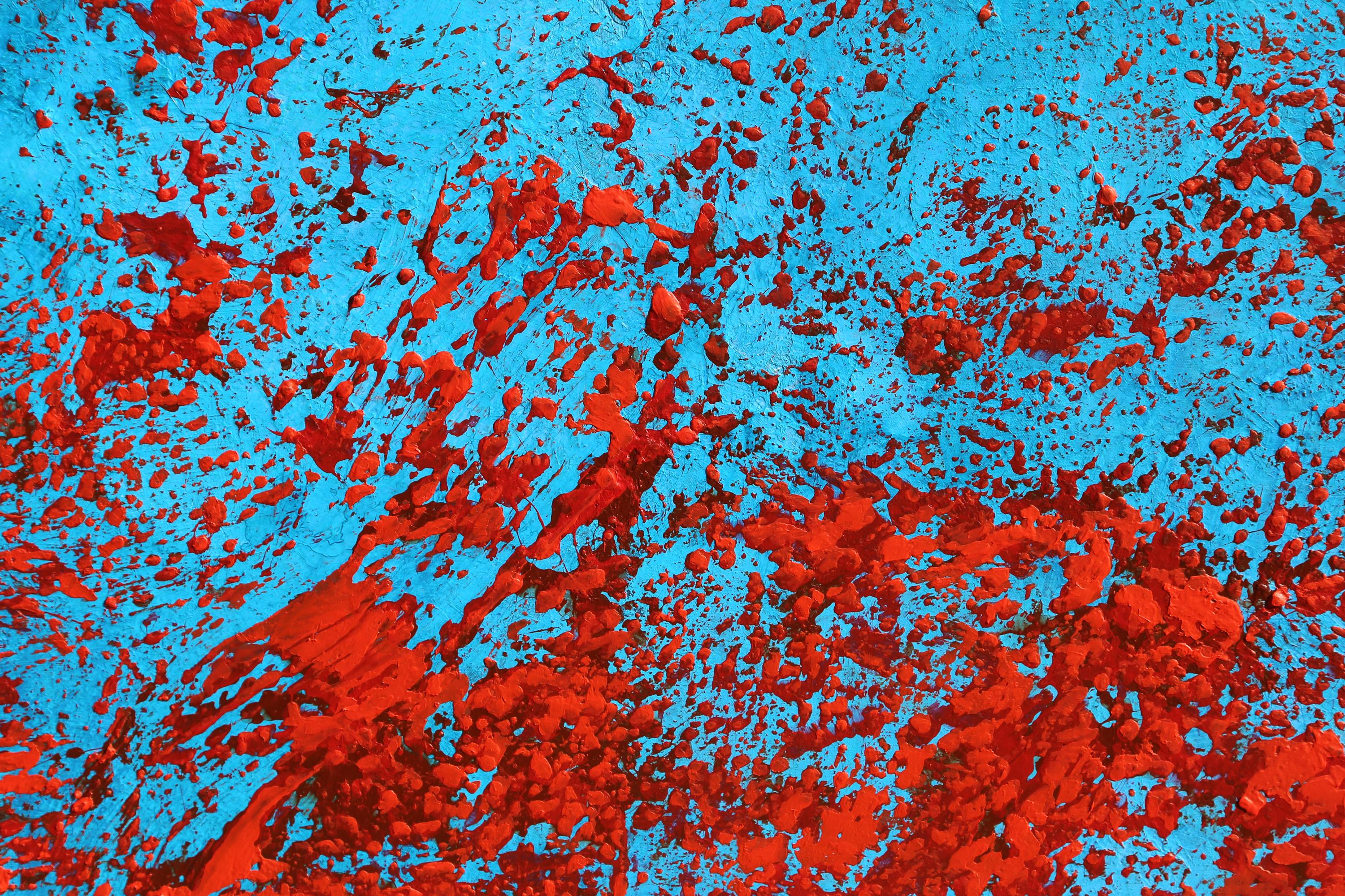 Large Red and Blue Abstract Painting by Gustavo Schmidt For Sale 1