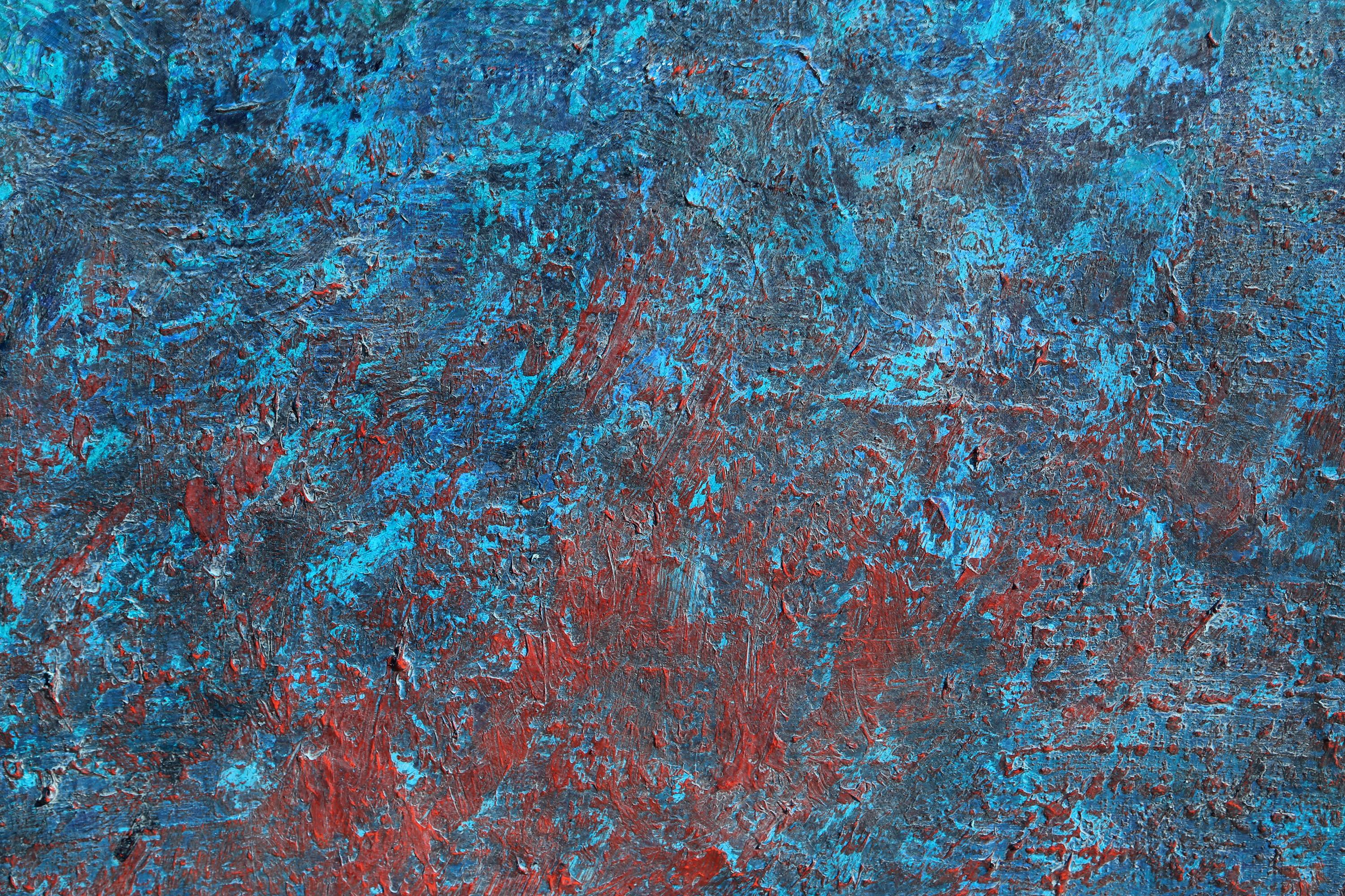Quadro astratto rosso e blu di Gustavo Schmidt in vendita 1