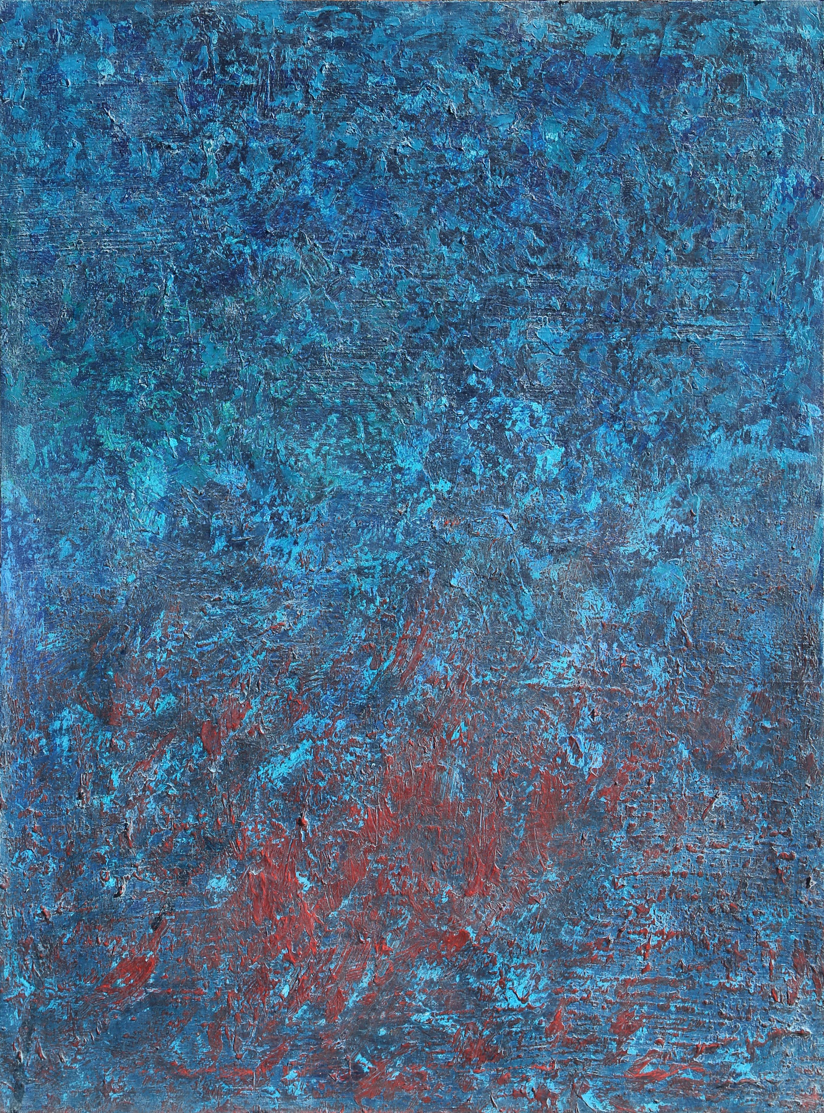 Un dipinto astratto di colore blu con sottili sfumature rosse sullo sfondo, realizzato dall'artista cileno Gustavo Schmidt.

Artista: A. Schmidt, Cile (1963 -)  )
Titolo: Astratto blu e rosso 2
Anno: circa 2020
Mezzo: Olio su tela
Dimensioni: 48 x