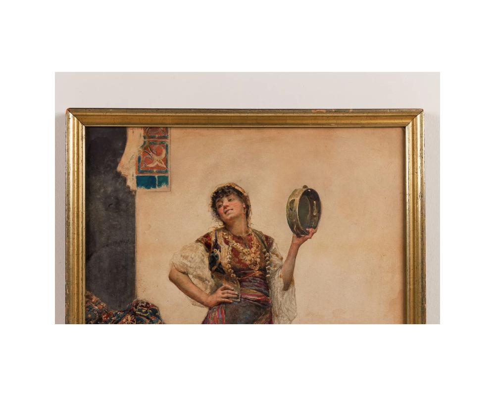 Gustavo Simoni (Italian, 1845-1926) A Watercolor of An “Orientalist Dancer” 1890 For Sale 7