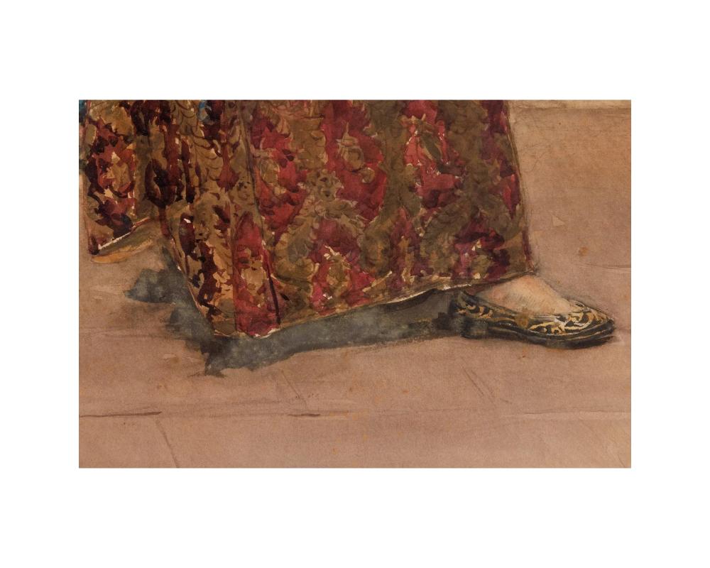 Gustavo Simoni (Italian, 1845-1926) A Watercolor of An “Orientalist Dancer” 1890 For Sale 9