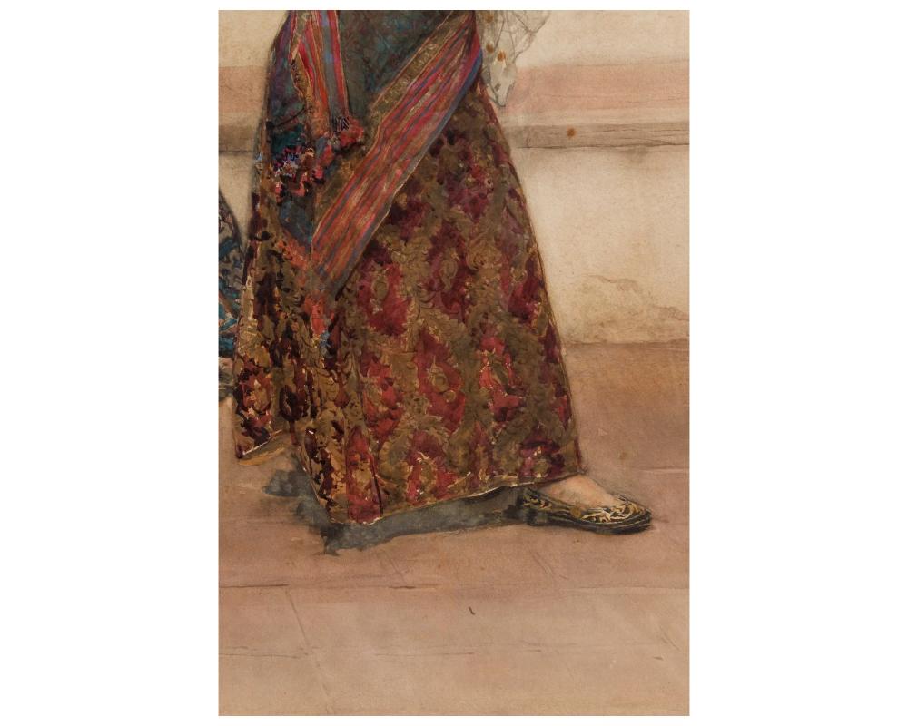 Gustavo Simoni (Italian, 1845-1926) A Watercolor of An “Orientalist Dancer” 1890 In Good Condition For Sale In New York, NY