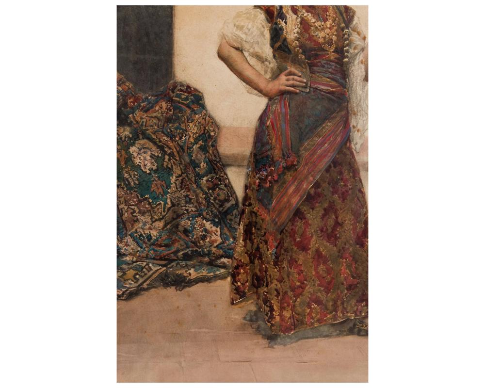 XIXe siècle Gustavo Simoni (italien, 1845-1926), aquarelle d'une danseuse orientaliste, 1890 en vente