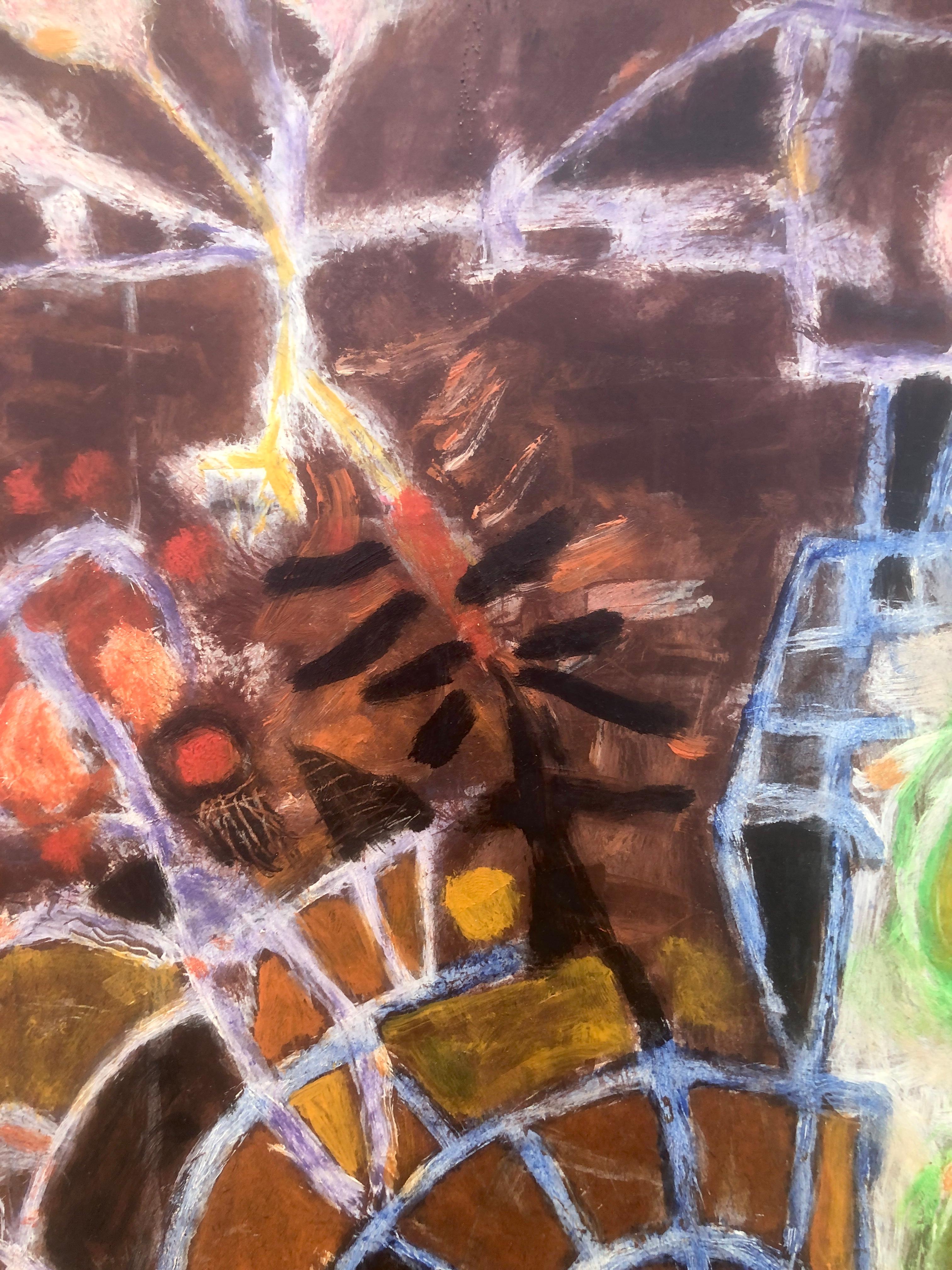 Komposition kubistische Komposition Öl auf Karton Gemälde Expressionismus Ubeda im Angebot 2