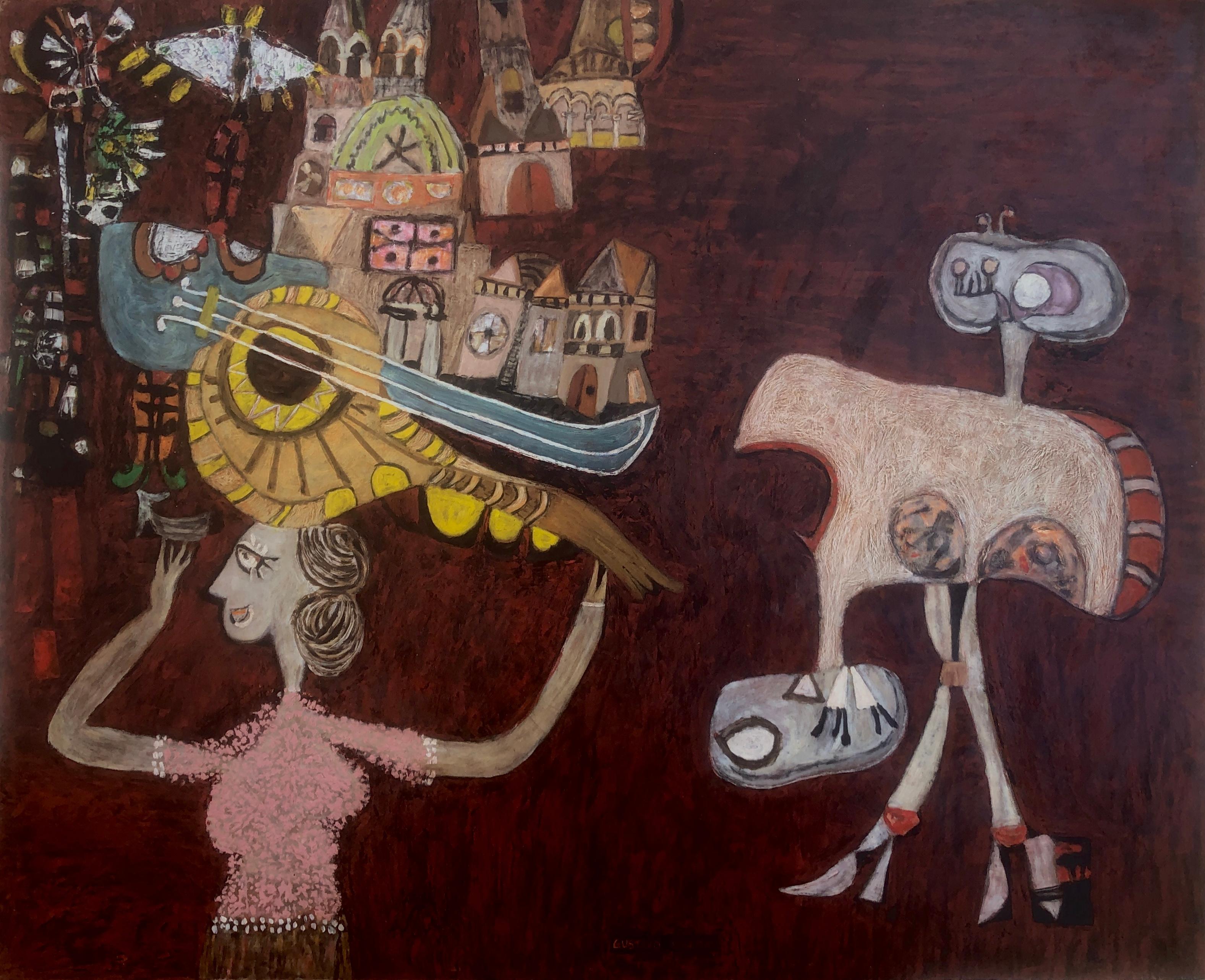Landscape Painting di Gustavo Ubeda - Emigrante a Salvador de Bahia Brasile acrilico su tavola pittura stile picasso
