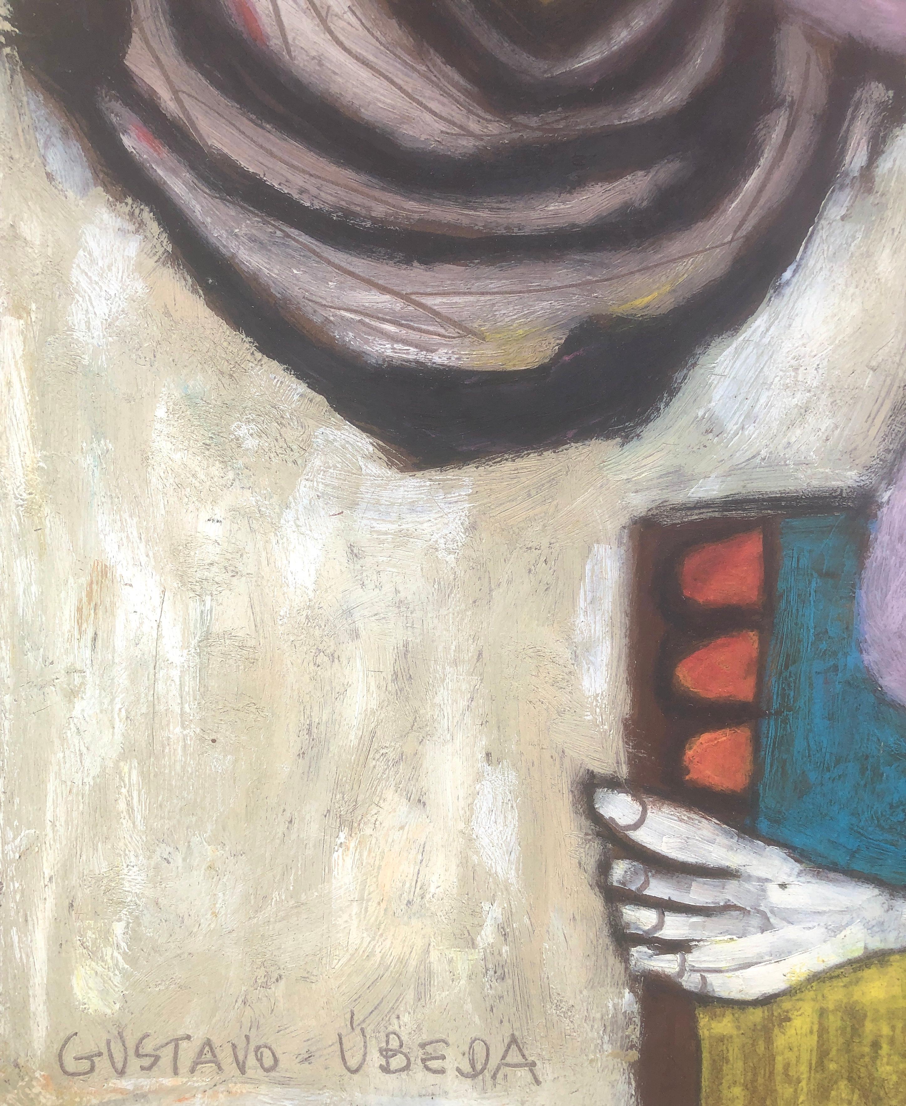 Picassianische surreale Szene Öl auf Karton Gemälde Surrealismus Picasso Ubeda – Painting von Gustavo Ubeda