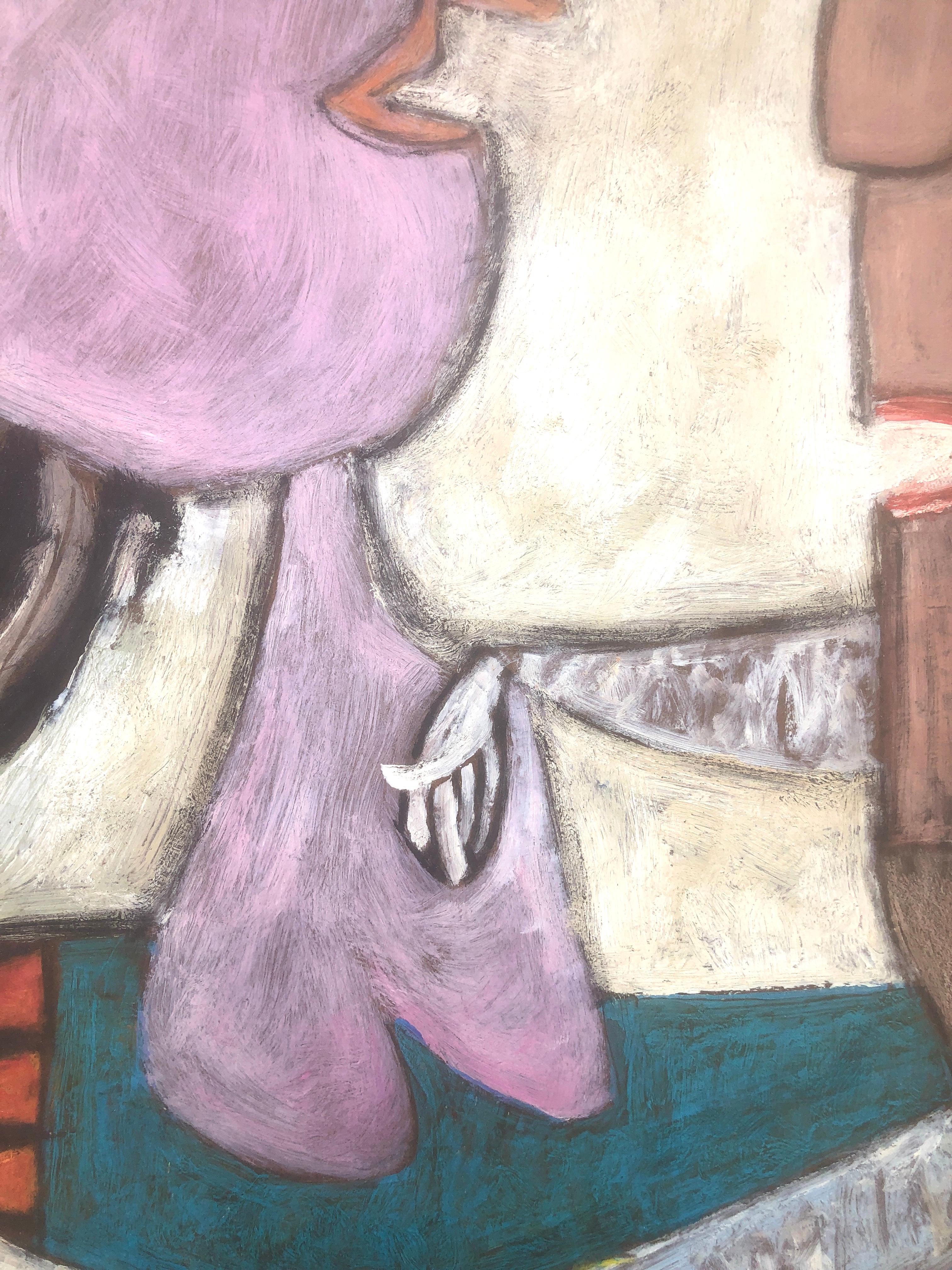 Gustavo Úbeda (1930-1994) - Picasische Szene - Öltafel
Maße in Öl 50x41 cm.
Rahmenlos.

Das Gemälde von Gustavo Úbeda Romero (Herencia, 1930 - Sao Paulo, 1994) stammt aus einer Familie von Malern, die durch Ästhetik und Verwandtschaft verbunden