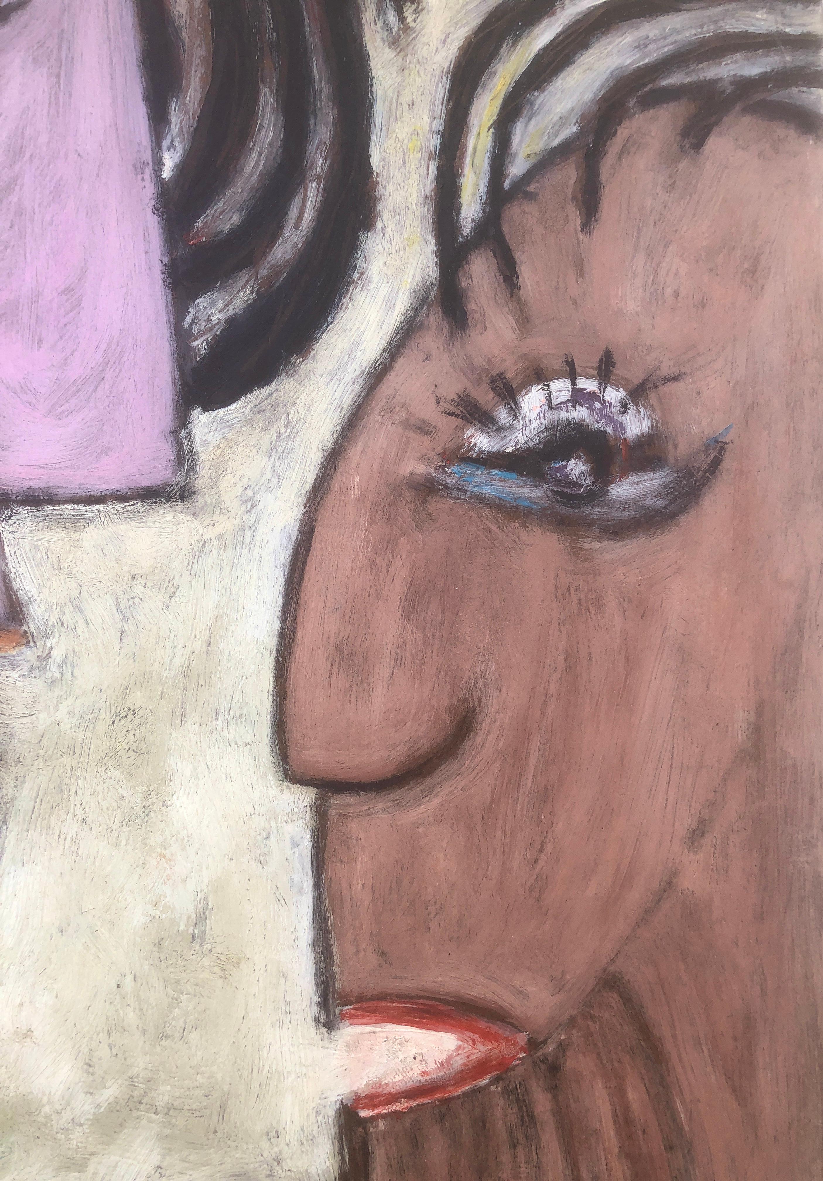 Picassianische surreale Szene Öl auf Karton Gemälde Surrealismus Picasso Ubeda im Angebot 1