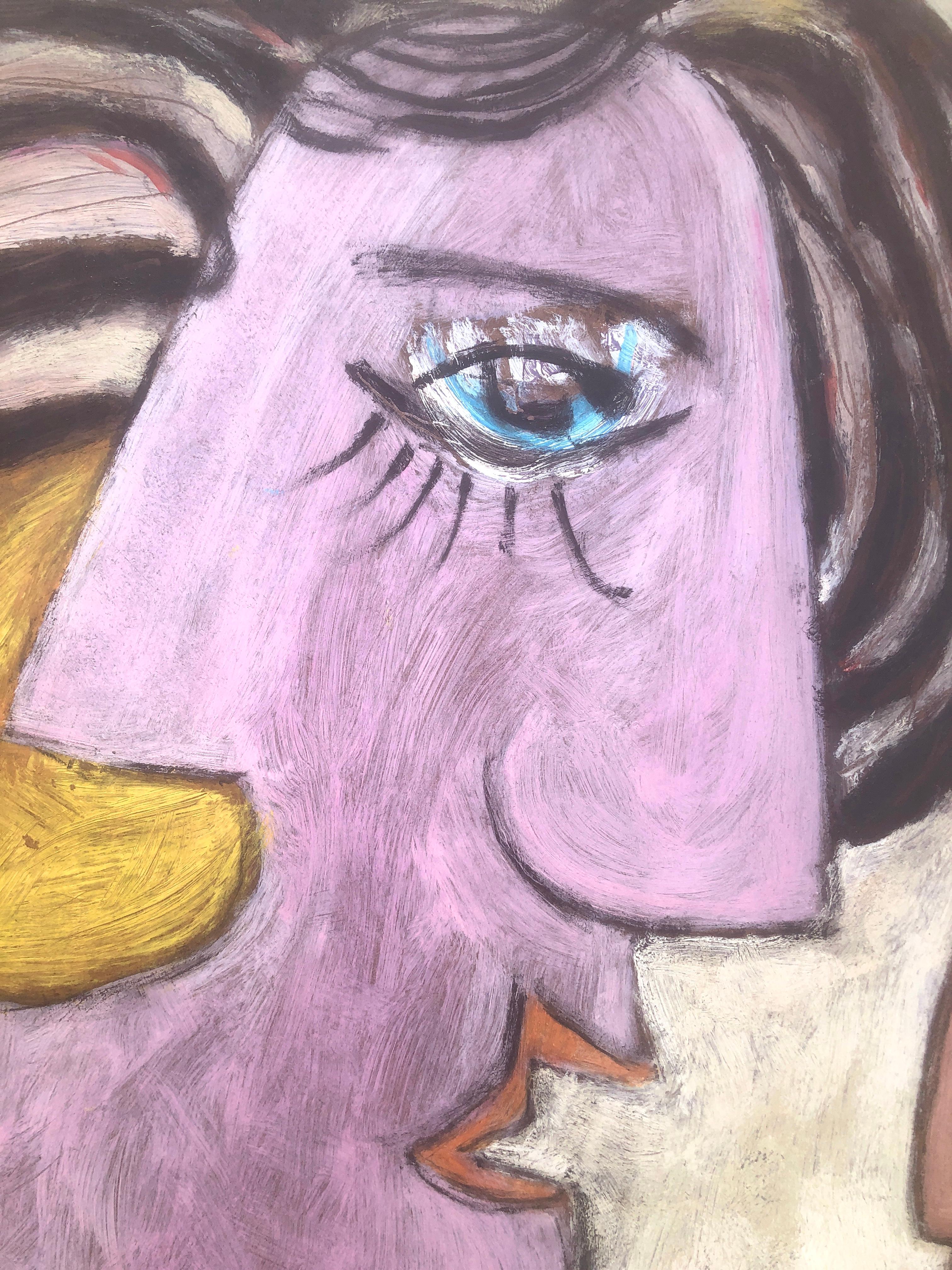 Picassianische surreale Szene Öl auf Karton Gemälde Surrealismus Picasso Ubeda im Angebot 2