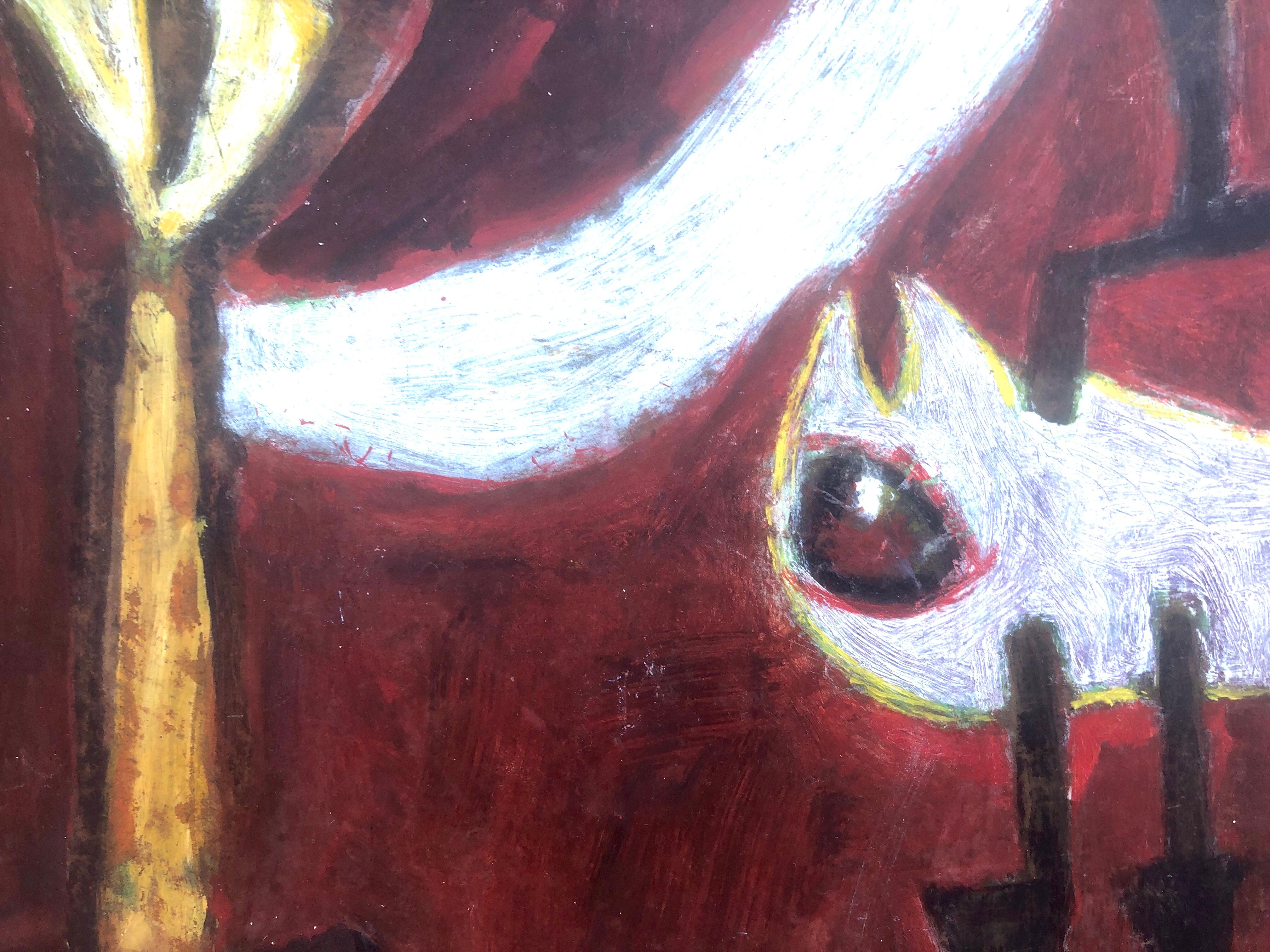 Picassianische surreale Szene Öl auf Karton Gemälde Surrealismus Picasso Ubeda im Angebot 3