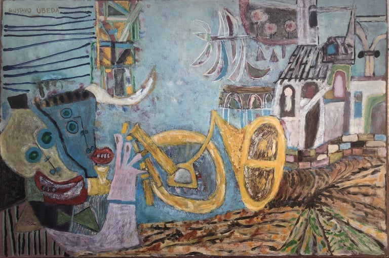 Gustavo Ubeda - Surreal scene Brazil oil on board painting surrealist ...