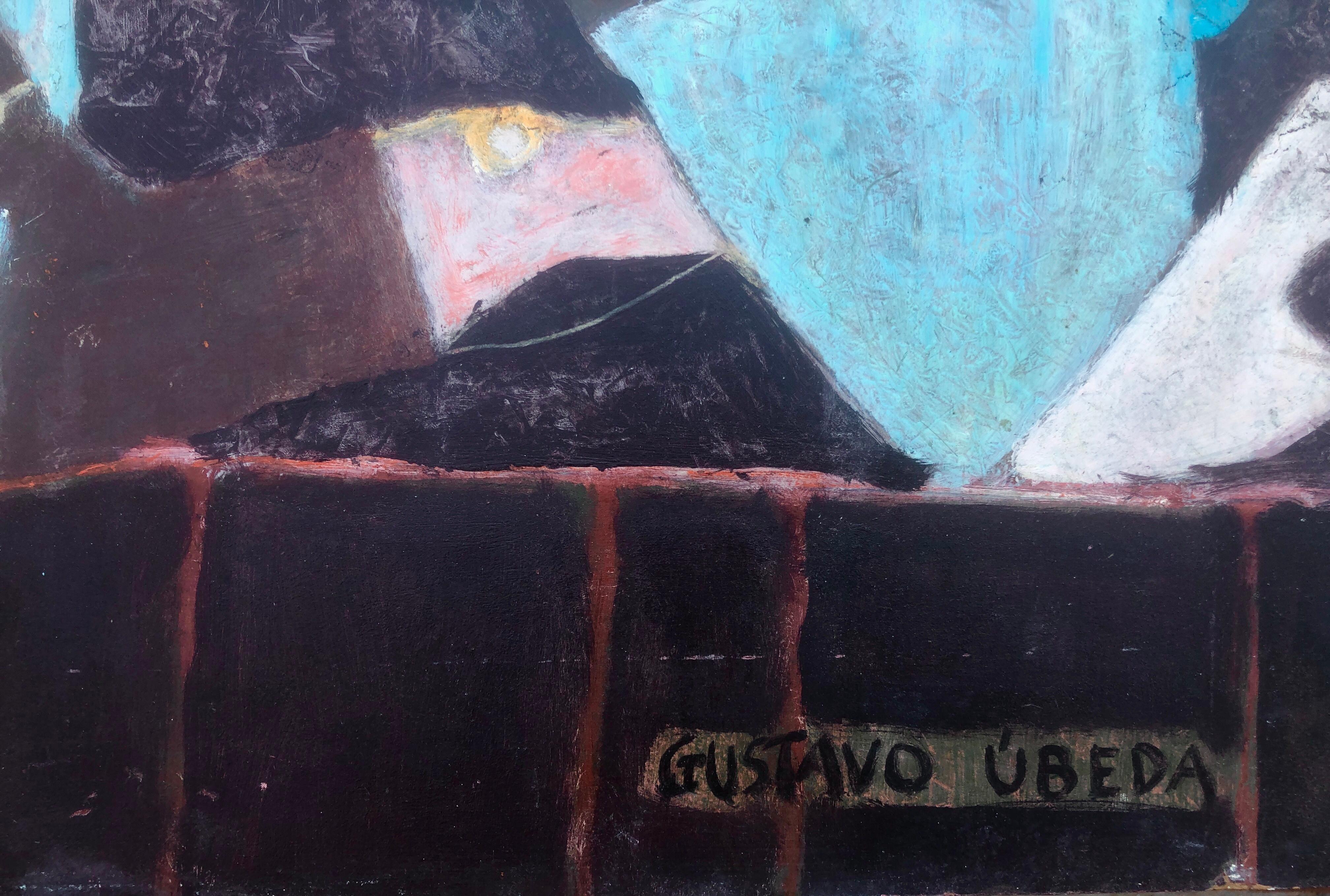 Peinture acrylique sur carton surréaliste style picasso - Painting de Gustavo Ubeda