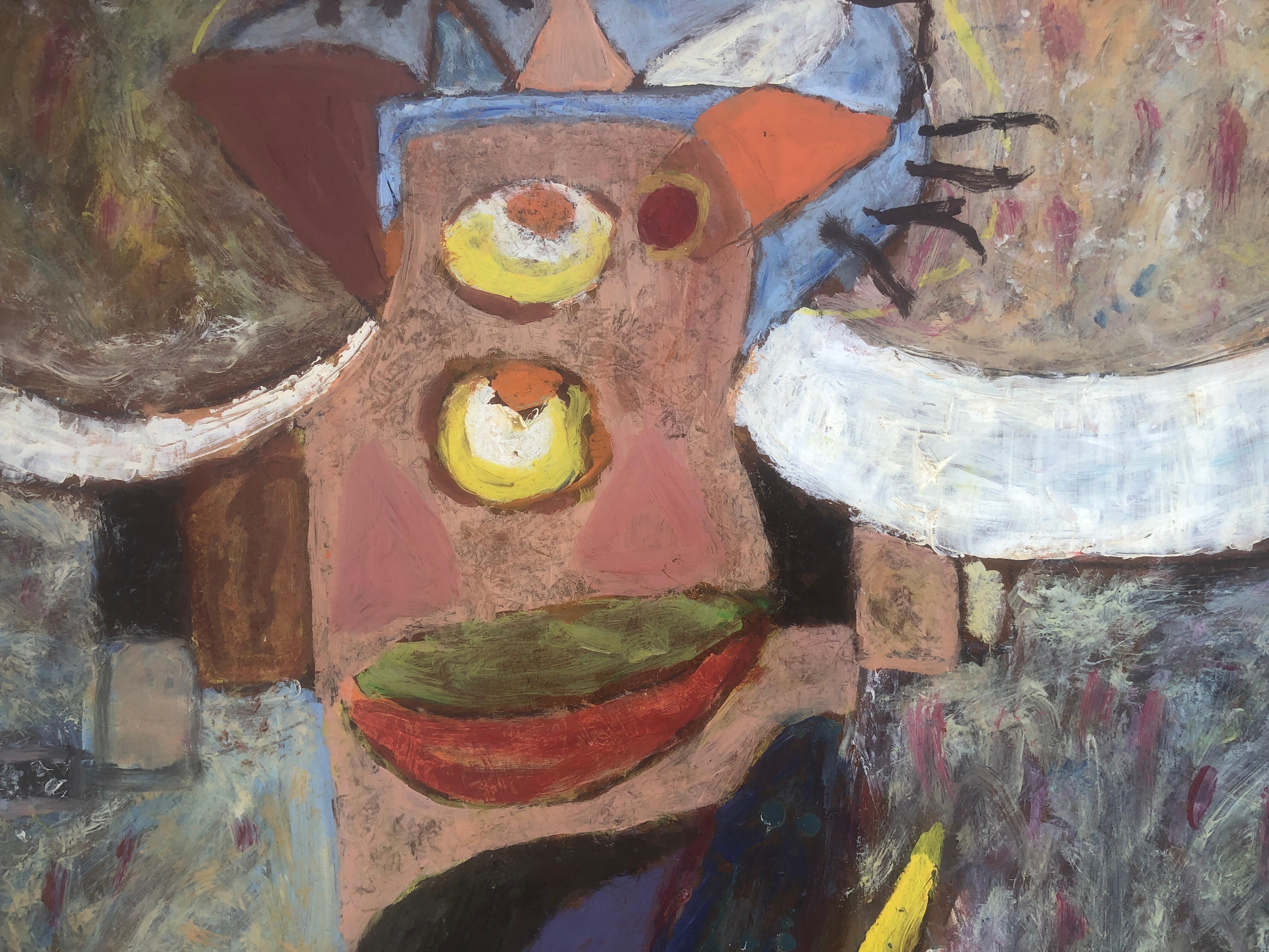 Gustavo Úbeda (1930-1994) - Orixa - Acrílico sobre panel
Medidas del acrílico 61x91 cm.
Sin marco.

El cuadro de Gustavo Úbeda Romero (Herencia, 1930 - Sao Paulo, 1994) procede de una familia de pintores por estética y por parentesco. Hermano del