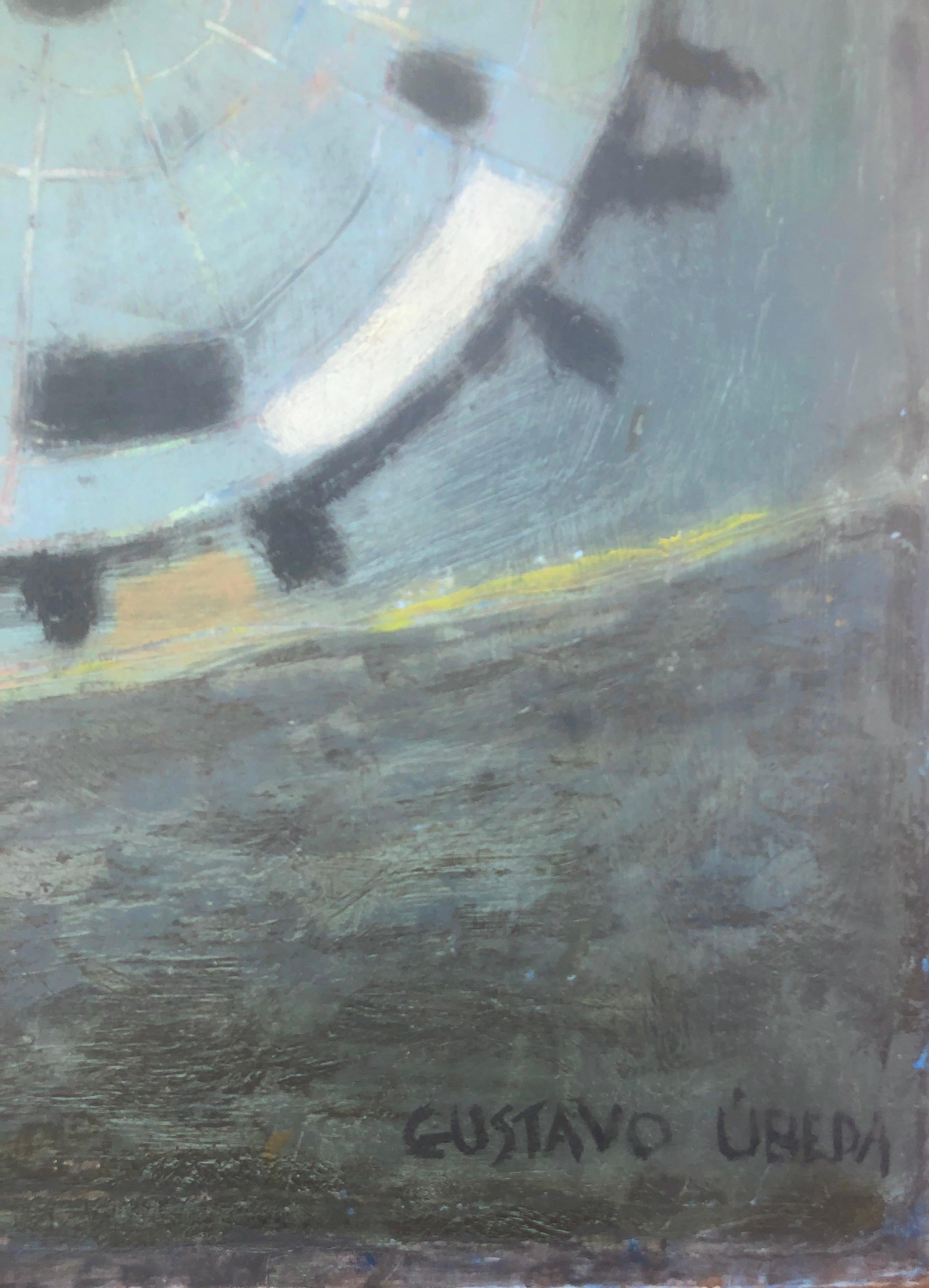 Scena surrealista Brasile acrilico su tavola pittura geometrica - Painting di Gustavo Ubeda