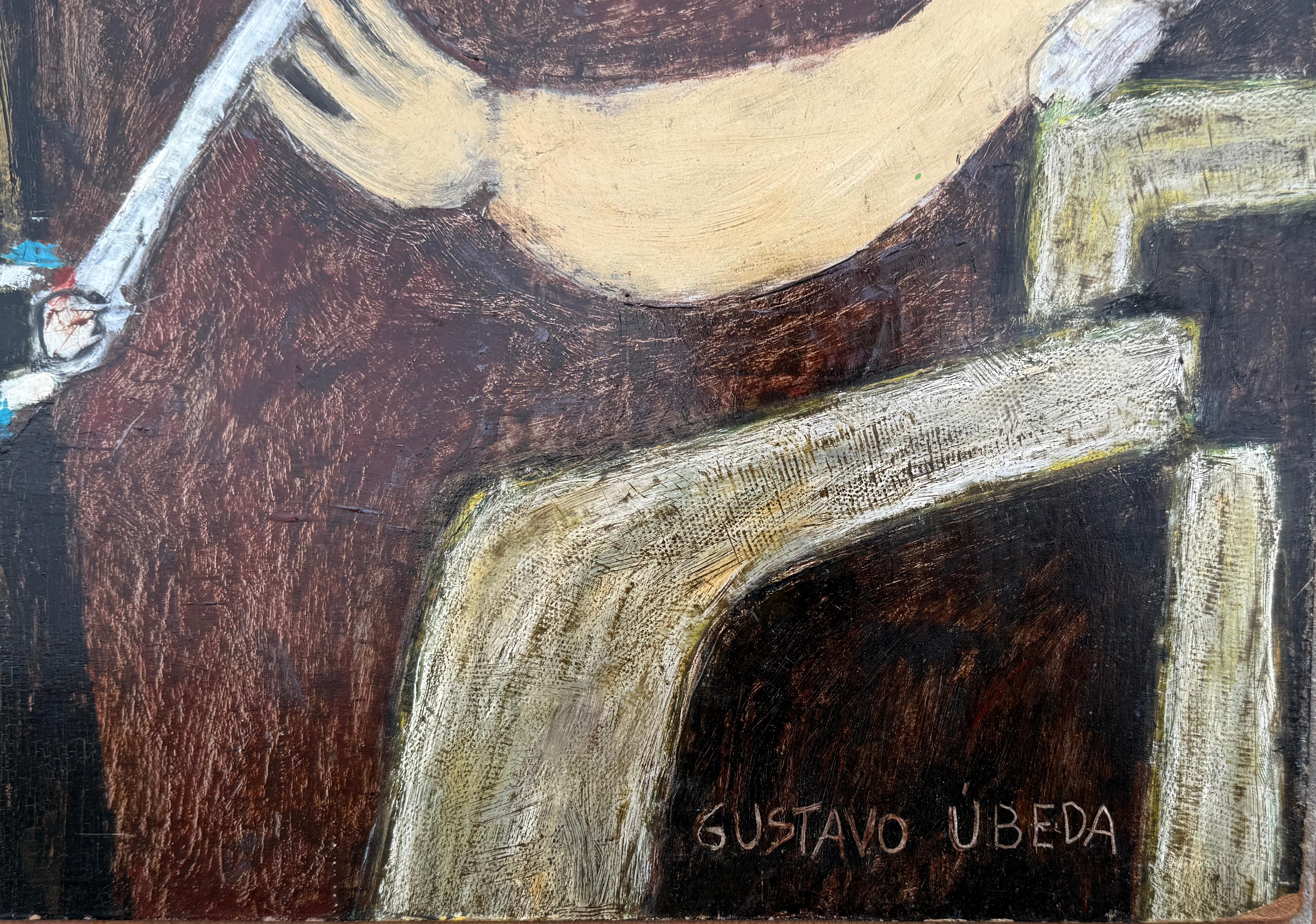 Omaggio a Picasso Acrilico su tavolax Figurazione astratta - Painting di Gustavo Ubeda