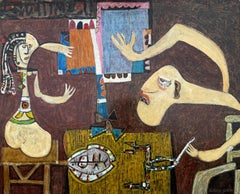 Homage to Picasso Acrylic on tablex board Abstract figurative