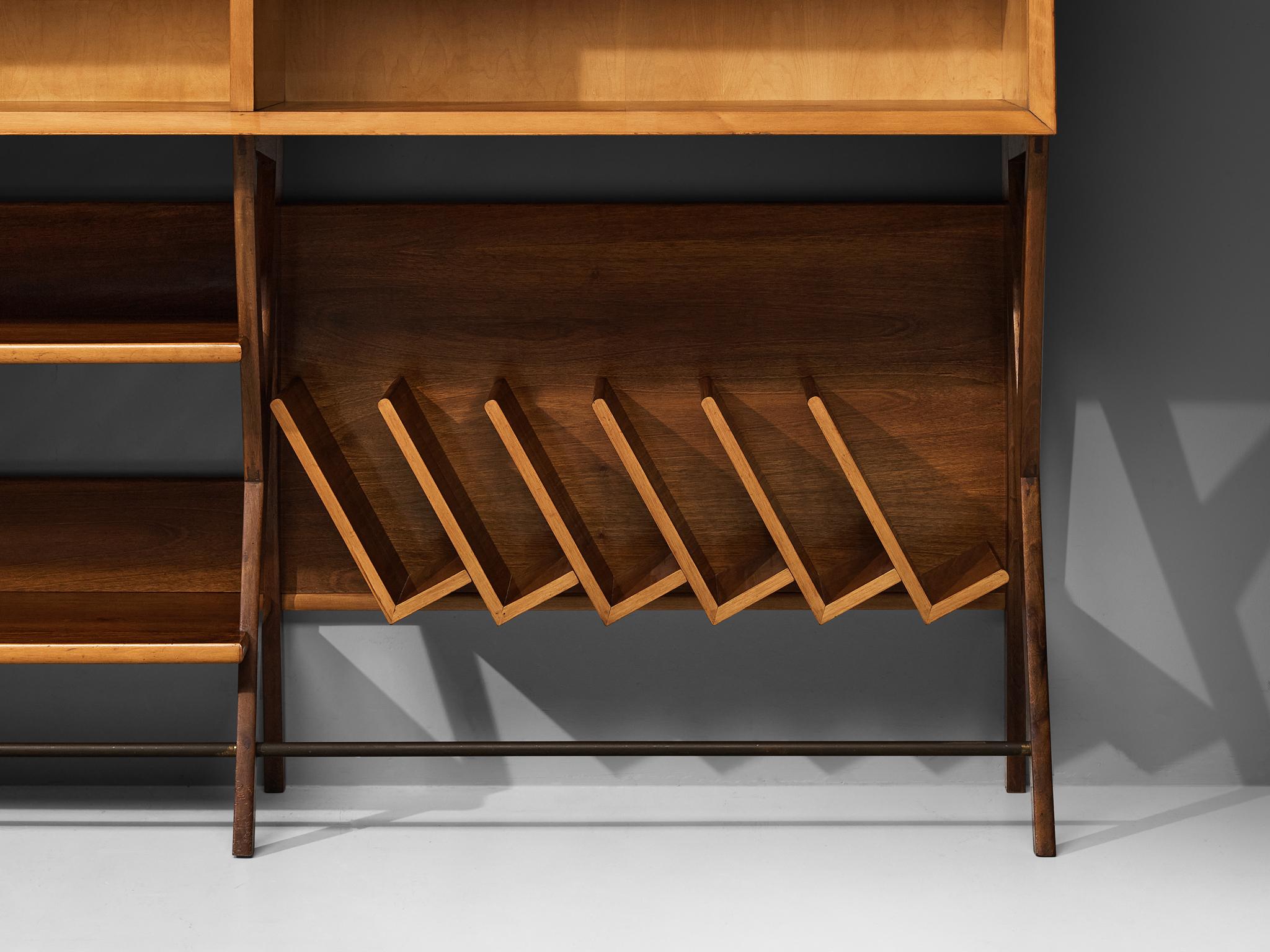 Mid-20th Century Gustavo & Vito Latis Wall Unit in Maple and Walnut  For Sale