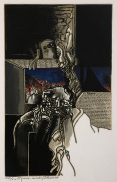 El Primer Incendio, Signed Surrealist Screenprint by Gustavo Zalamea