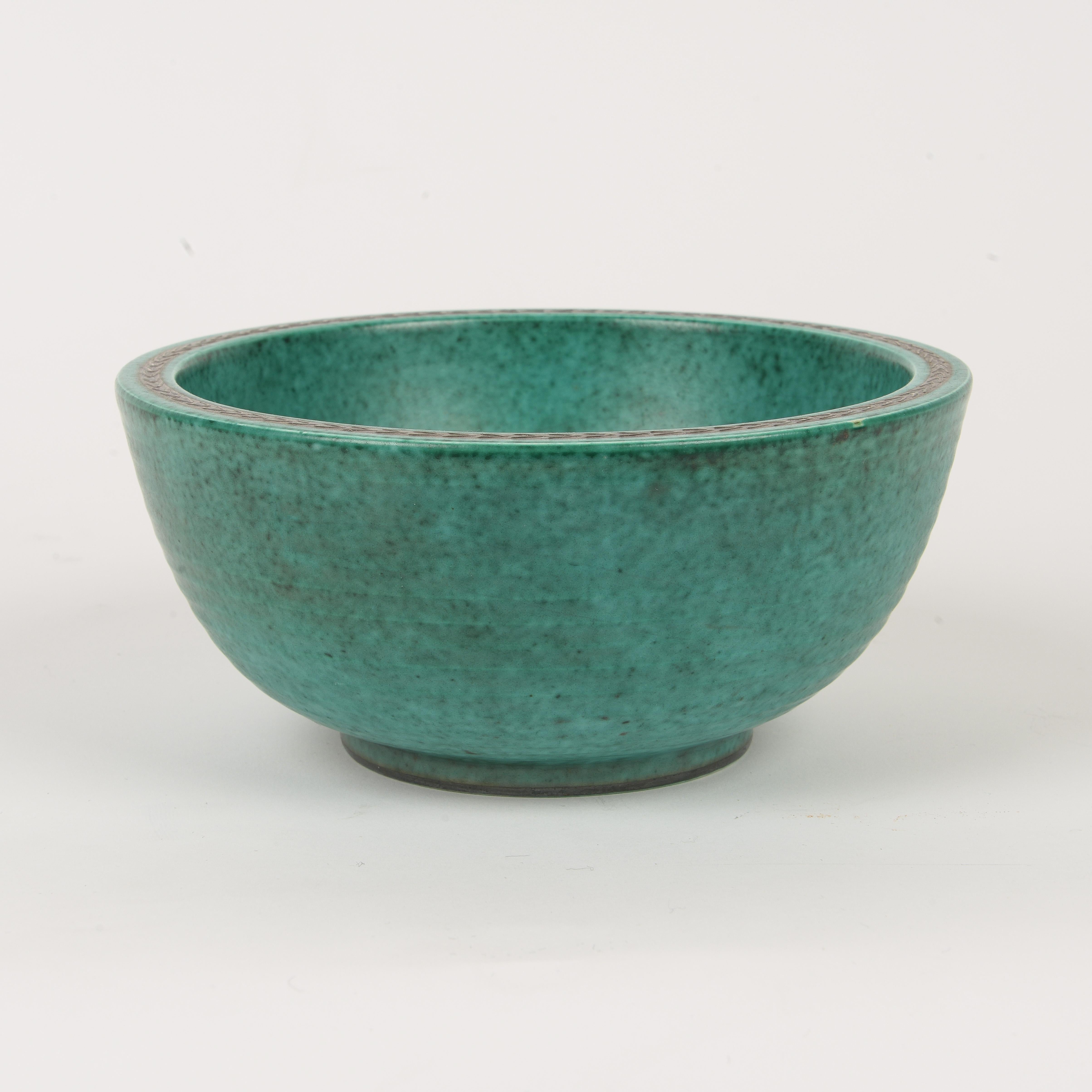 Swiss Gustavsberg Argenta Mermaid Bowl by Wilhelm Kage For Sale