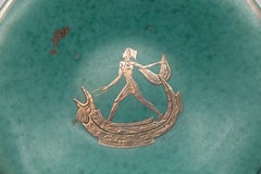 Gustavsberg Argenta Silver Overlay Charger “Goddess Riding a Sea Serpent”