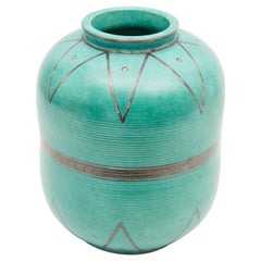 Gustavsberg Argenta Silver Overlay Geometric Design Vase