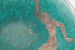 Gustavsberg Argenta Silver Overlay Mermaid Design Charger