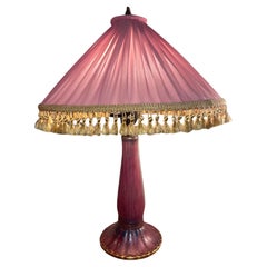 Antique Josef Ekberg Swedish Art Deco Ceramic Table Lamp with Original Shade, 1928
