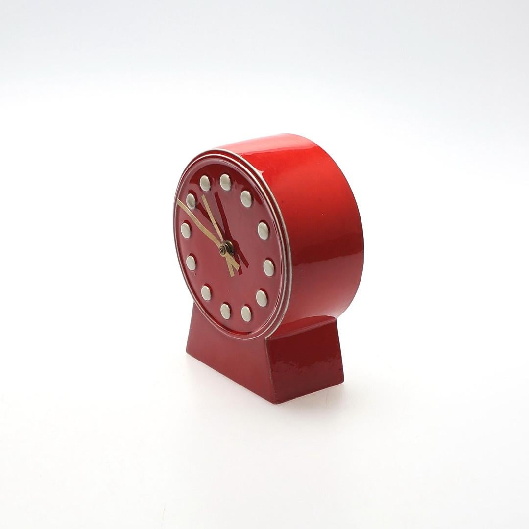 Ceramic clock with a battery movement. Designed by Britt-Louise Sundell and manufactured by Gustavsber in the 1970s in Sweden.