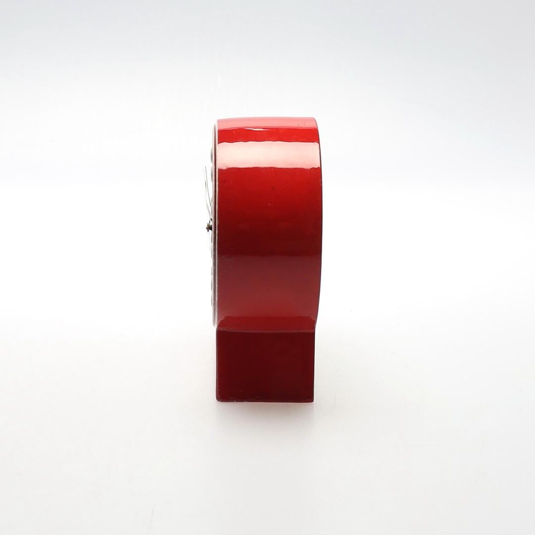 Swedish Gustavsberg Red Enameled Table Clock By Britt-Louise Sundell For Sale