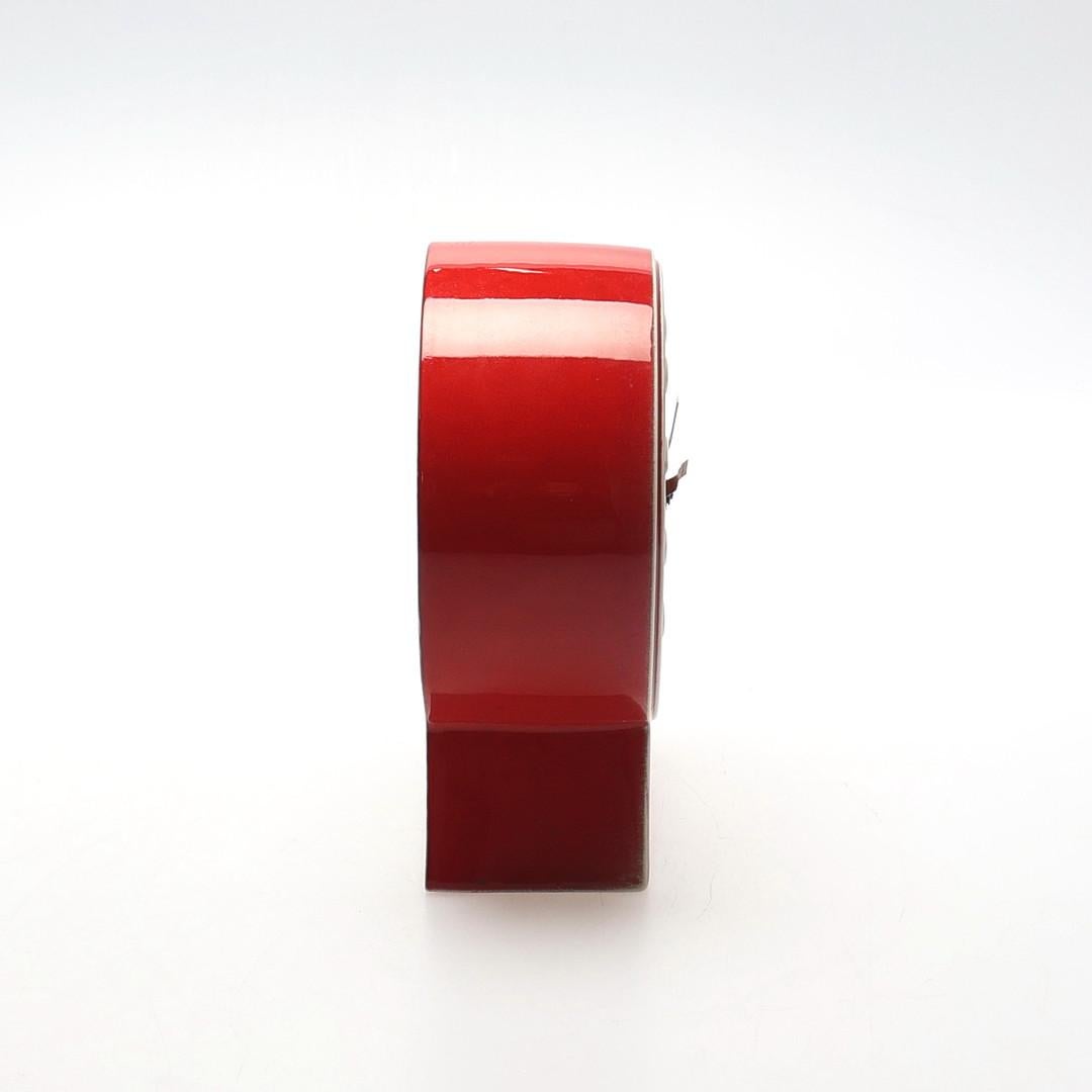 Gustavsberg Red Enameled Table Clock By Britt-Louise Sundell In Good Condition For Sale In Vienna, AT