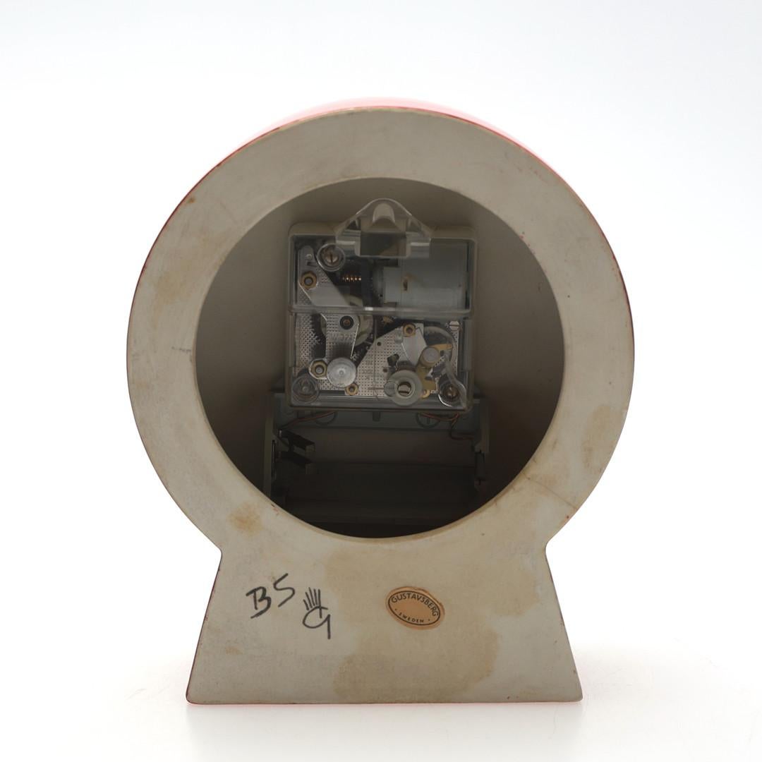Late 20th Century Gustavsberg Red Enameled Table Clock By Britt-Louise Sundell For Sale