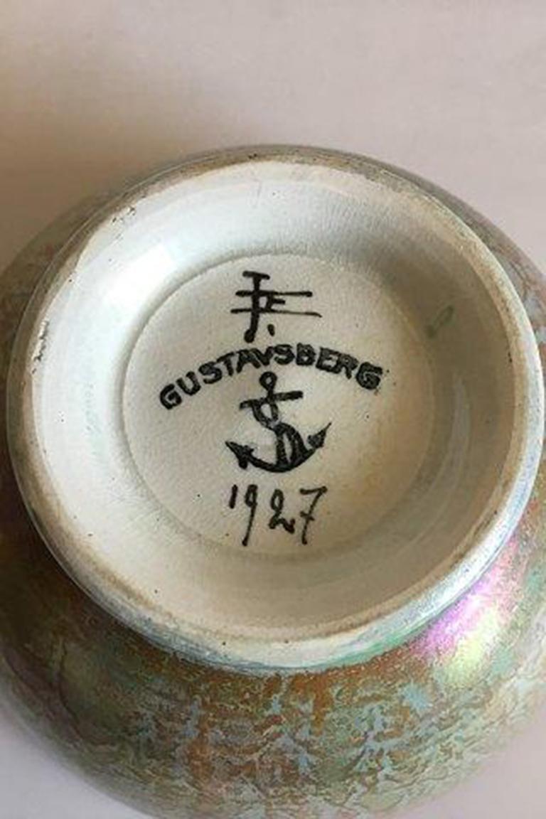 Gustavsberg red/green lustre pottery bowl. Designed by Josef Ekberg 1927.

Measures 11 cm diameter. x 6 cm Height / 4 21/64